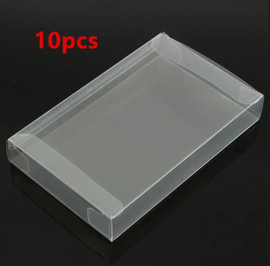 "10-Pack Transparent Game Cartridge Protective Cases for Nintendo SNES/Super NES - Clear PET Plastic Display Boxes"