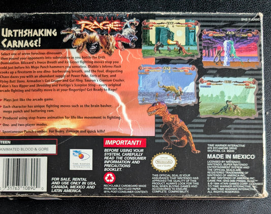 Primal Rage – Authentic Super Nintendo (SNES) – 1994 Cartridge + Box + Protector