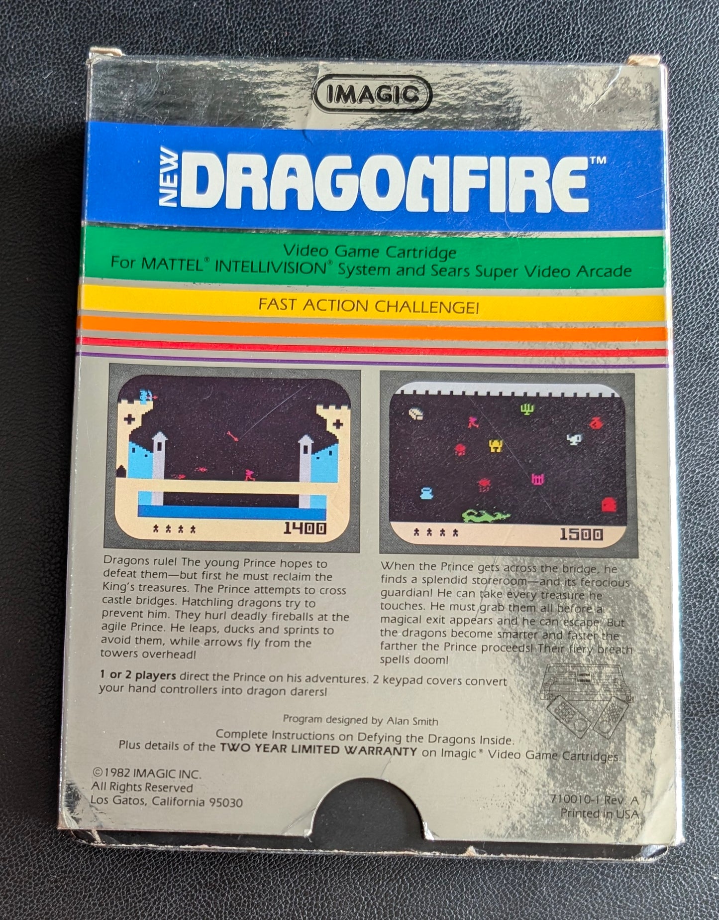 Dragonfire (Intellivision) 1982 | Imagic | Complete Video Game + 2 Inlays