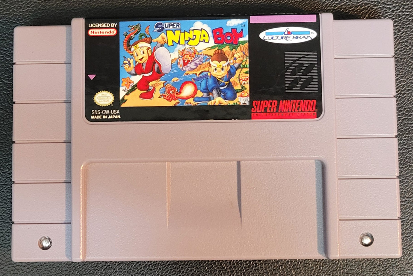 Authentic Super Ninja Boy - SNES - Super Nintendo Ent. System NTSC/PAL Cartridge + Plastic Protector