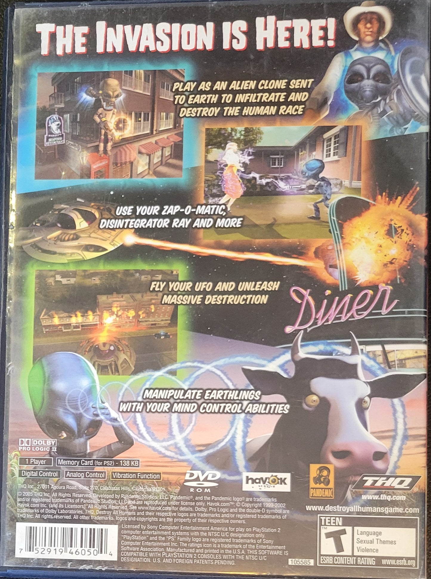 Destroy All Humans - Sony PlayStation 2 PS2 Pre-Owned Tested & Working MINTY!