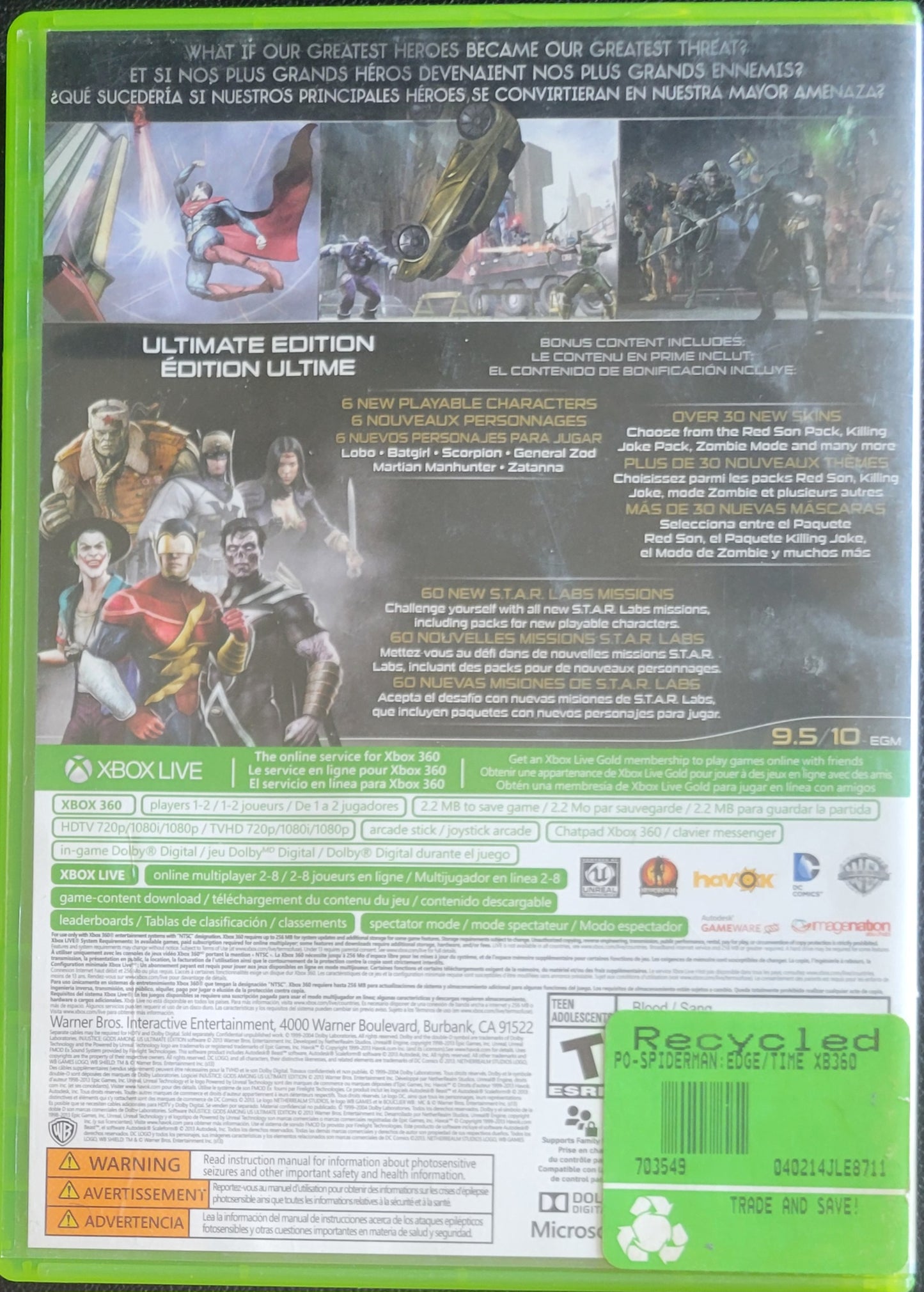 Injustice: Gods Among Us *Ultimate Edition* - (CIB) - Microsoft XBOX 360 - Pre-Owned Like New CLEAN DISC