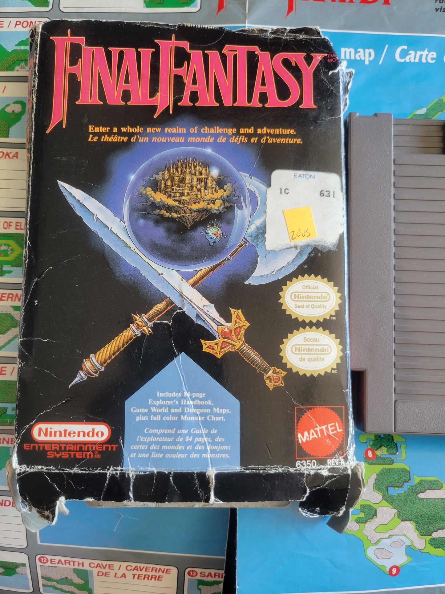Final Fantasy CIB Poster, Map, Manual - NES (1987 Nintendo Entertainment System) GREAT SHAPE Cartridge + Inserts