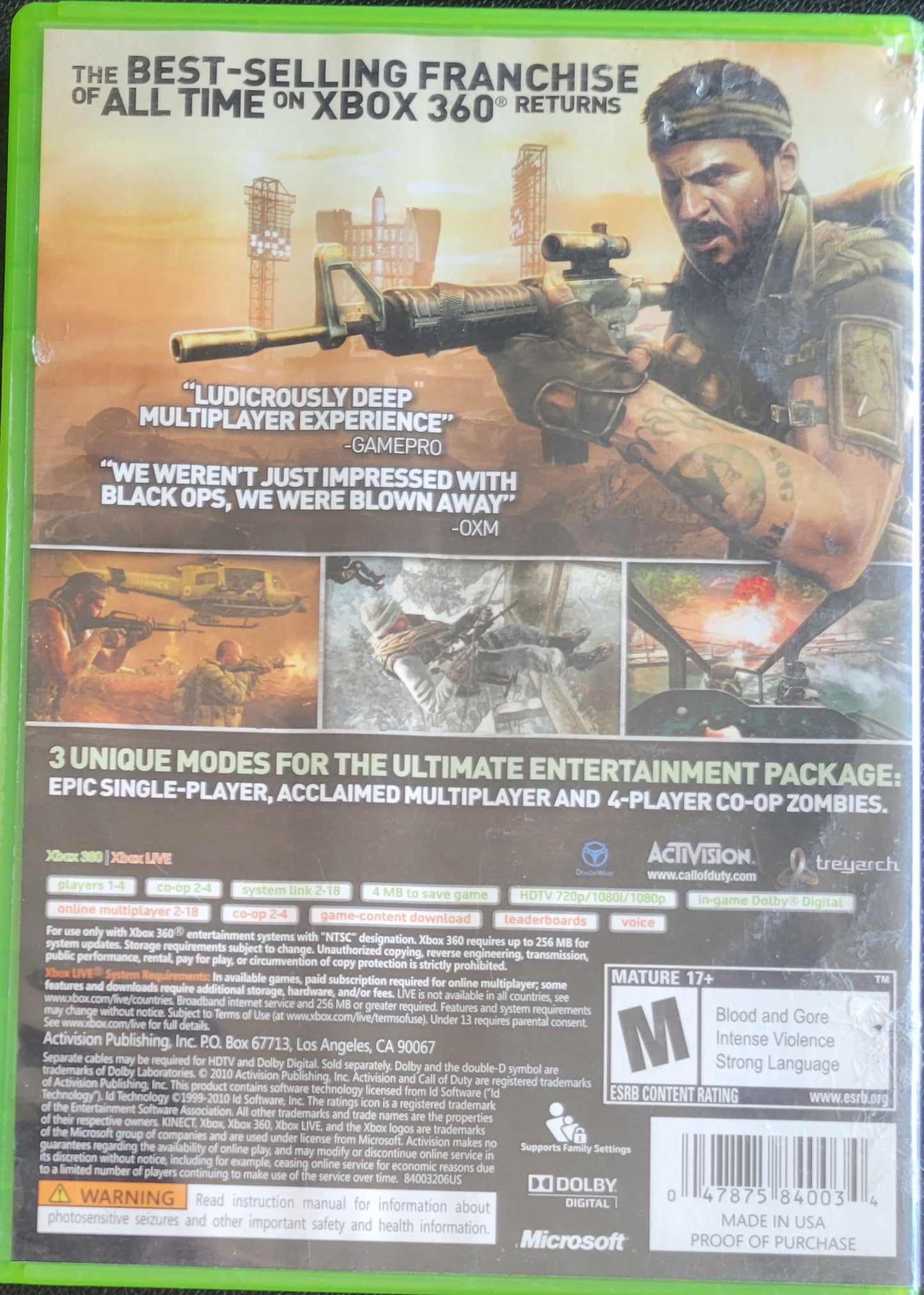 COD Black Ops - Microsoft XBOX 360 - CIB Pre-Owned Great Shape Tested & Working