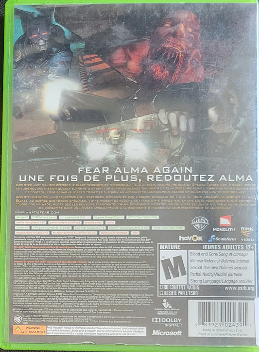 Fear 2: Project Origin – Microsoft XBOX 360 CIB – Great Shape – Re-Sealed