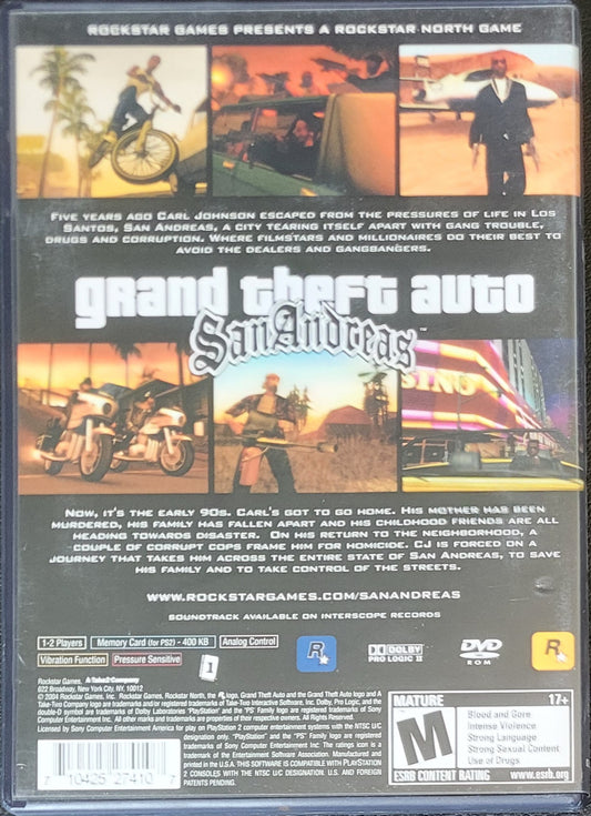 GTA Grand Theft Auto San Andreas - Sony PlayStation 2 PS2 Pre-Owned Tested & Working Great Shape!