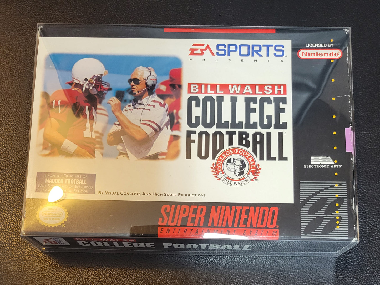 Bill Walsh: College Football + ORIGINAL RECEIPT (SNES) - Super Nintendo Ent. 1993 IMMACULATE Condition FACTORY PLASTIC - (CIB)