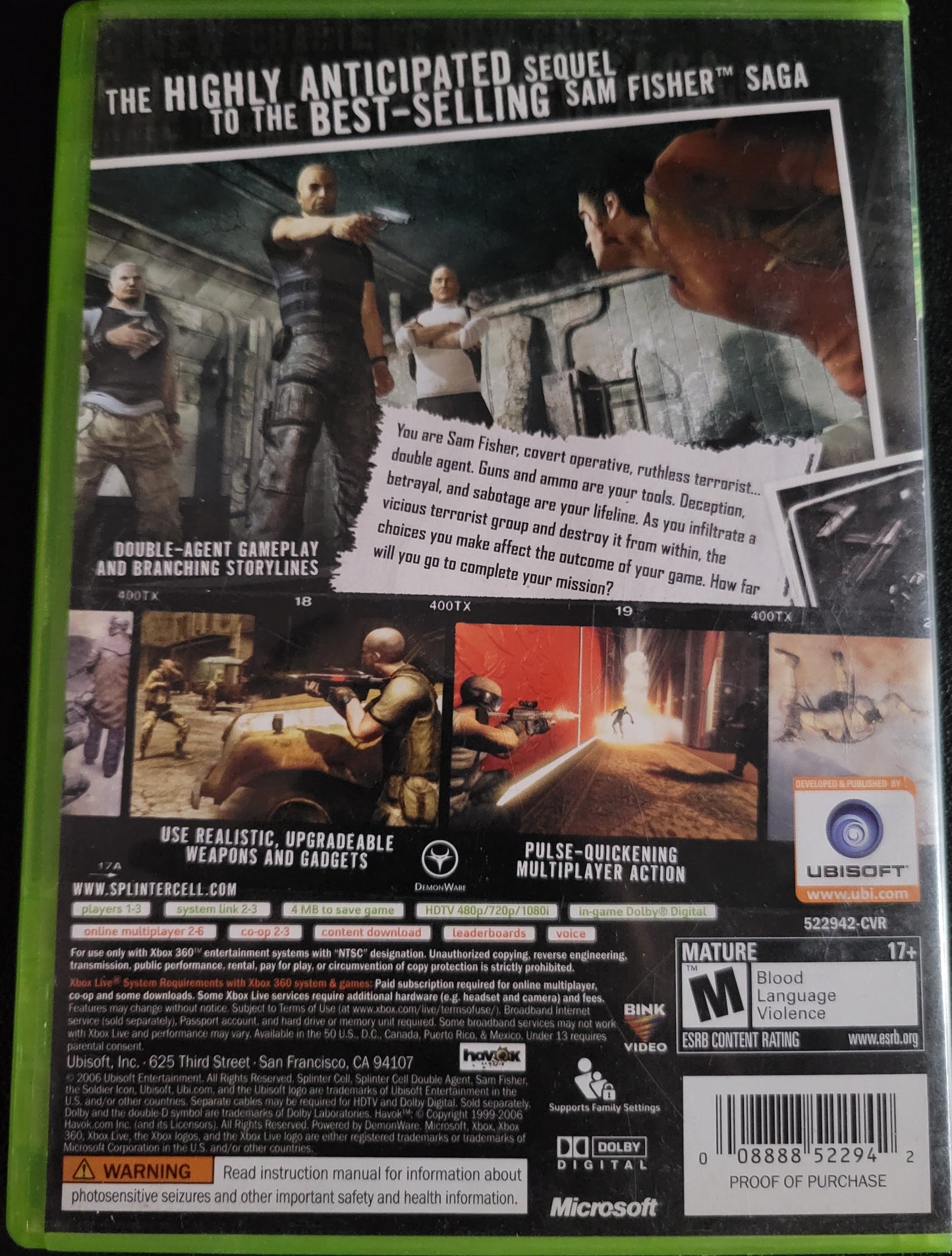 Splinter Cell: DOUBLE AGENT - Microsoft XBOX 360 - MINTY CIB Pre-Owned Great Shape Tested & Working