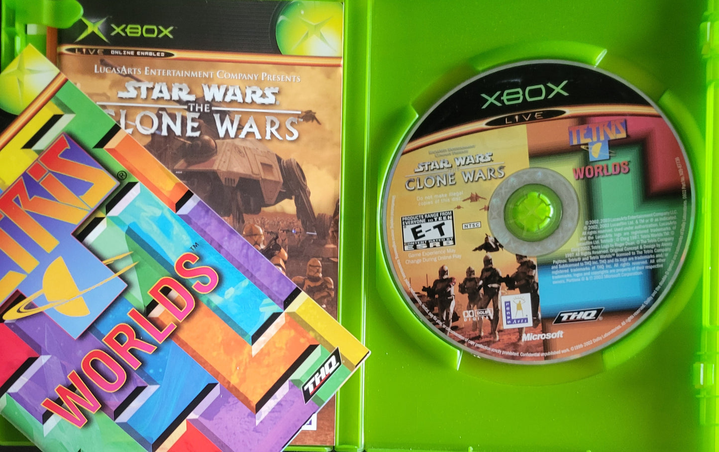 Tetris Worlds + Star Wars Clone Wars - (CIB) OG Microsoft XBOX Pre-Owned Great Shape Tested & Working CLEAN DISC