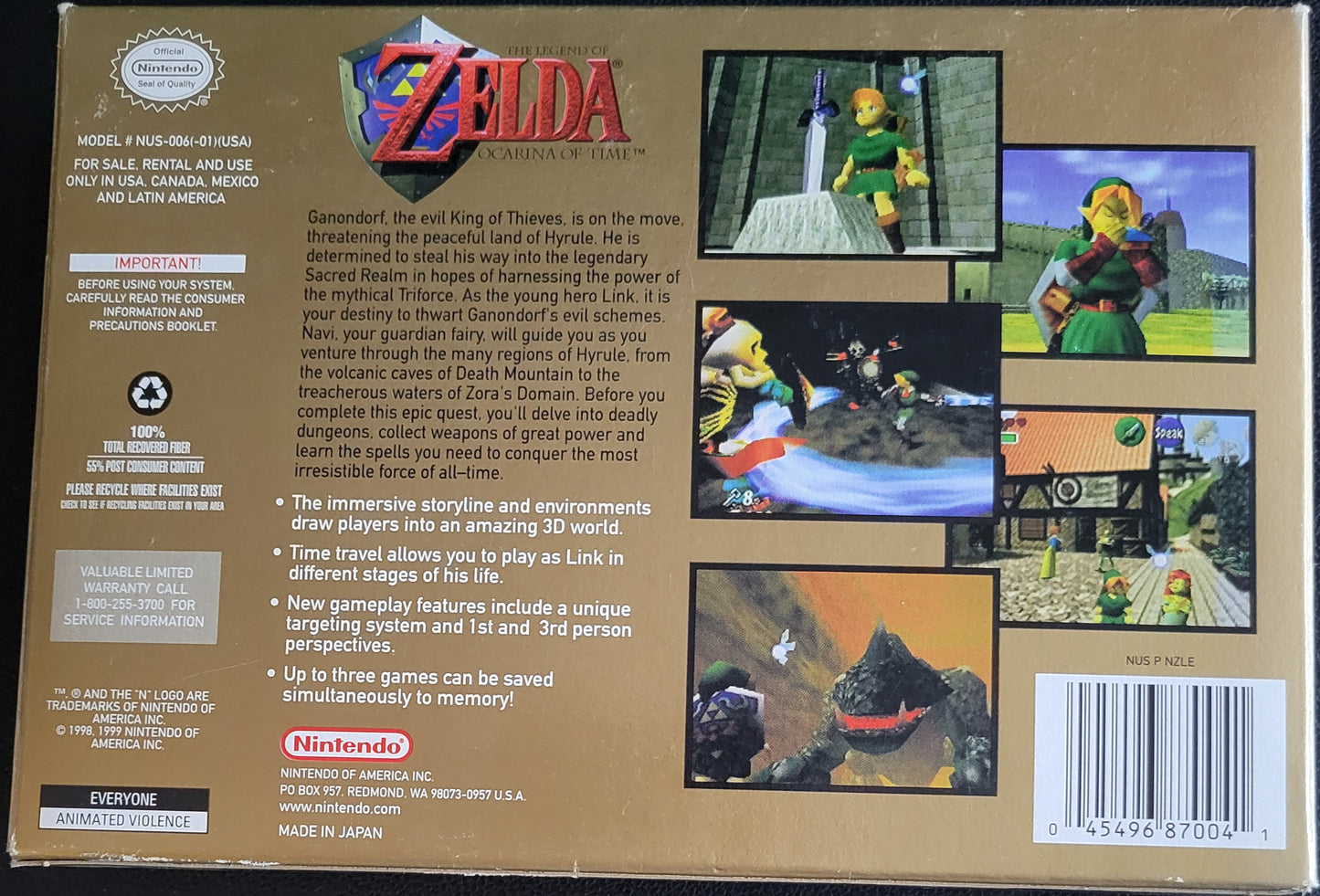 AUTHENTIC ZELDA OCARINA OF TIME NINTENDO N64 CIB COMPLETE + BOX + INSTRUCTIONS GREAT SHAPE