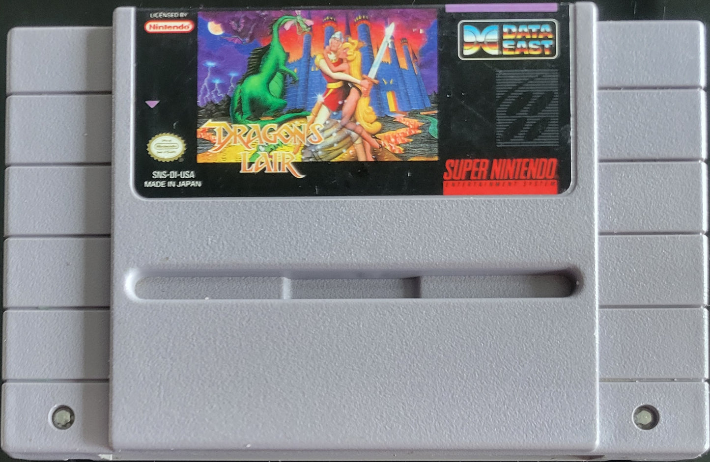 AUTHENTIC Dragons Lair - SNES - Super Nintendo Ent. System 1995 NTSC Cartridge + Protector