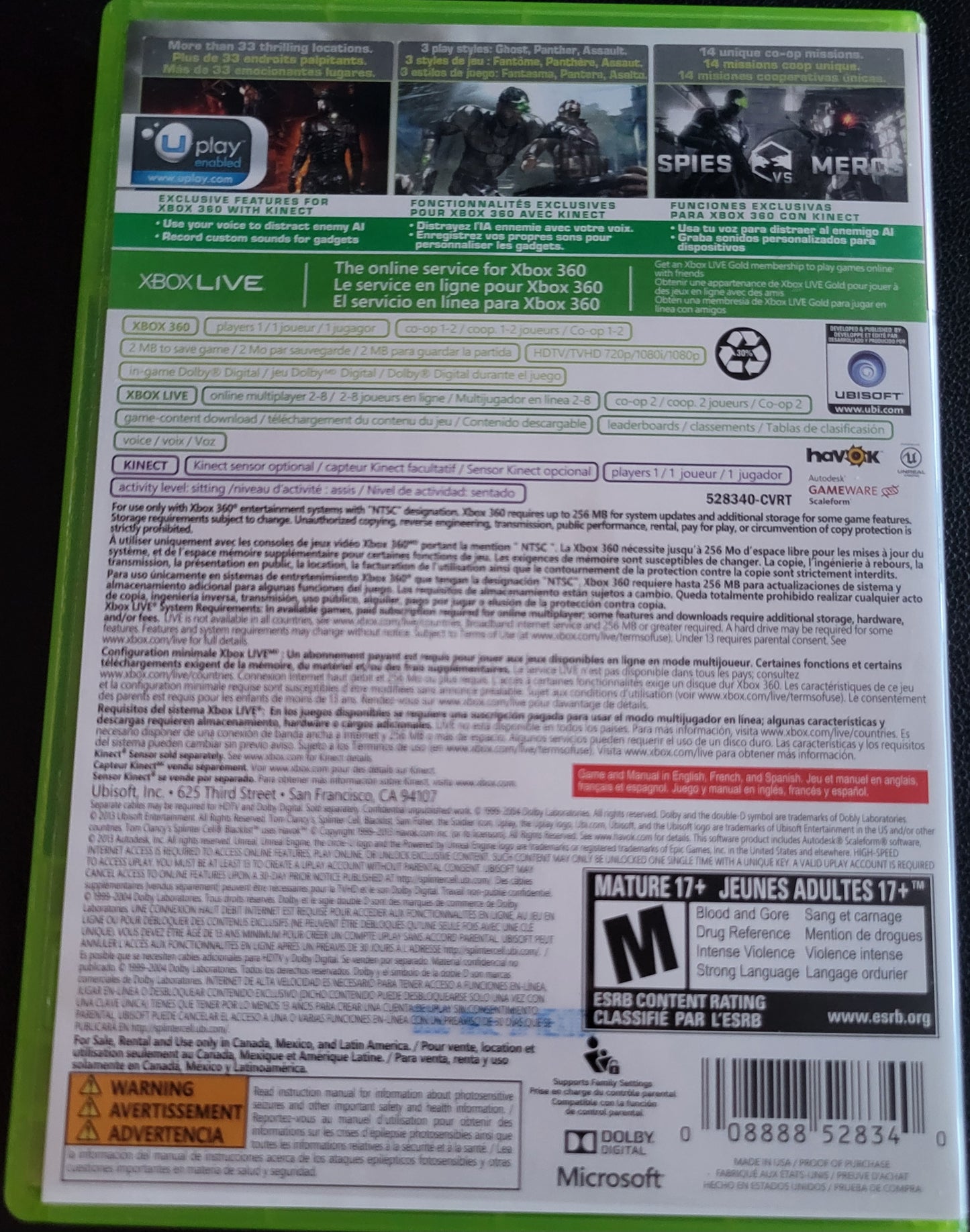 Splinter Cell: Blacklist SIGNATURE EDITION - Microsoft XBOX 360 - MINTY CIB Pre-Owned Great Shape Tested & Working