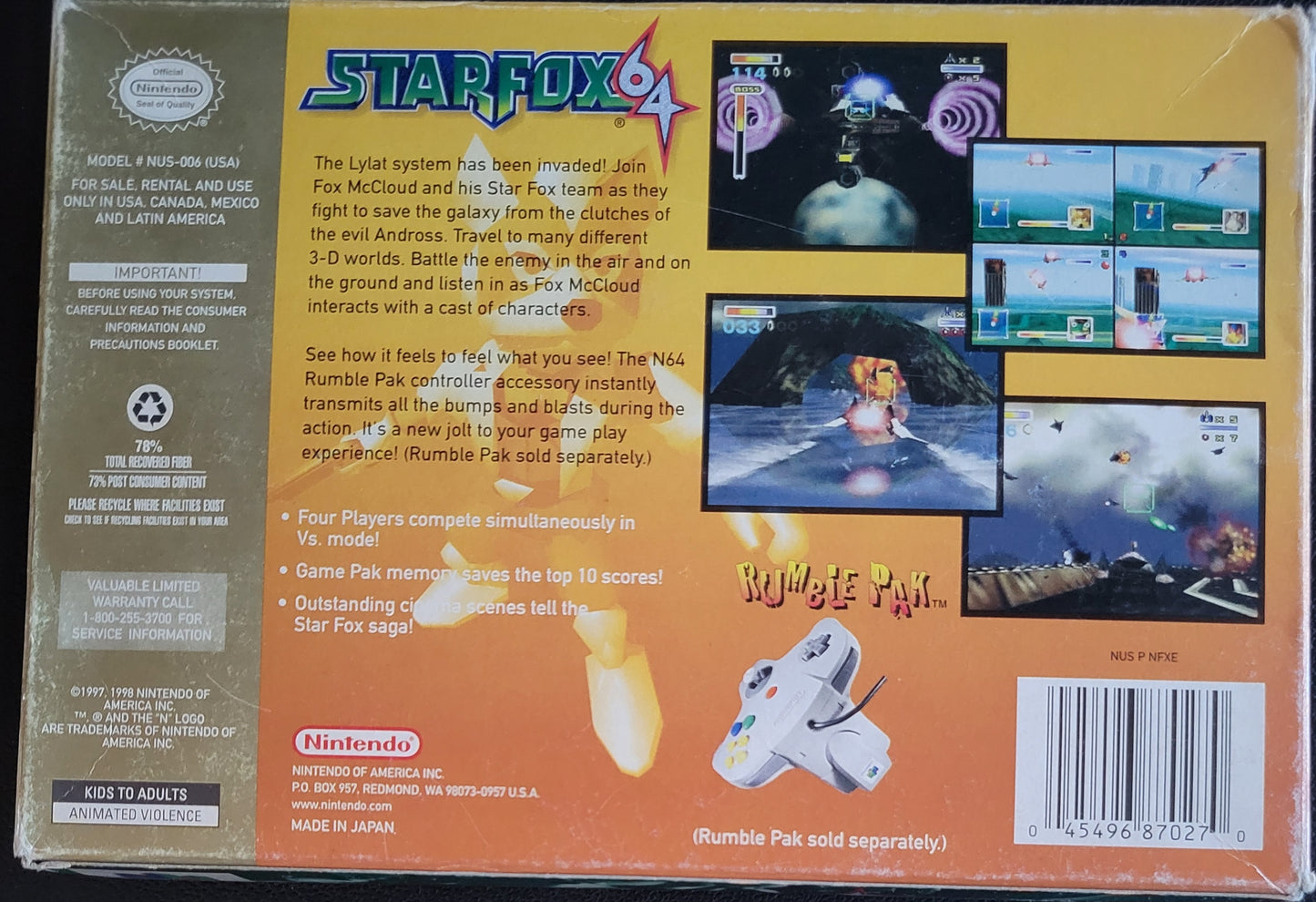 Starfox 64: Players Choice Edition NINTENDO N64 (1997) (CIB) COMPLETE + Protector