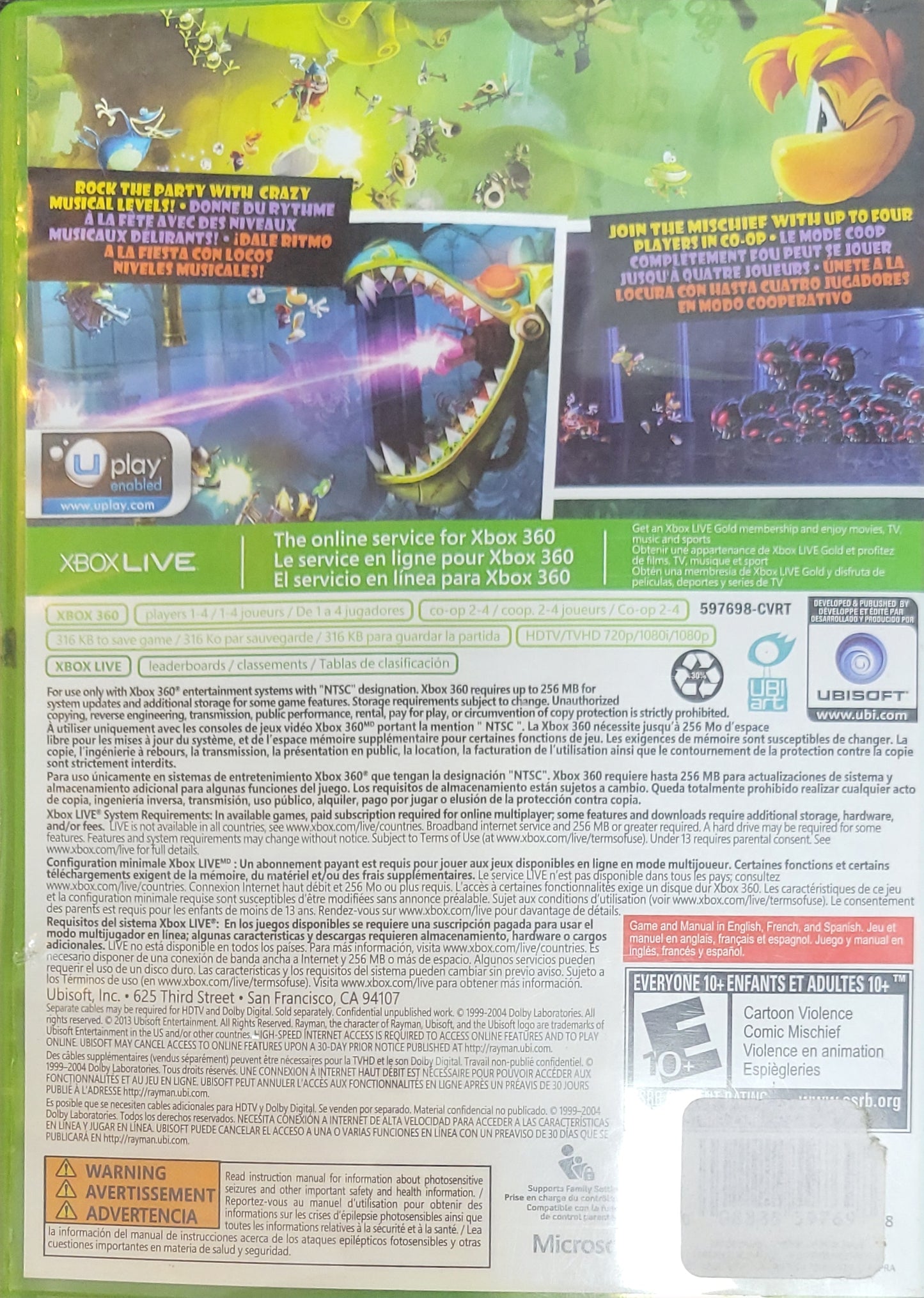 Rayman Legends – Microsoft Xbox 360 CIB – Clean Disc – RE-SEALED (2013)