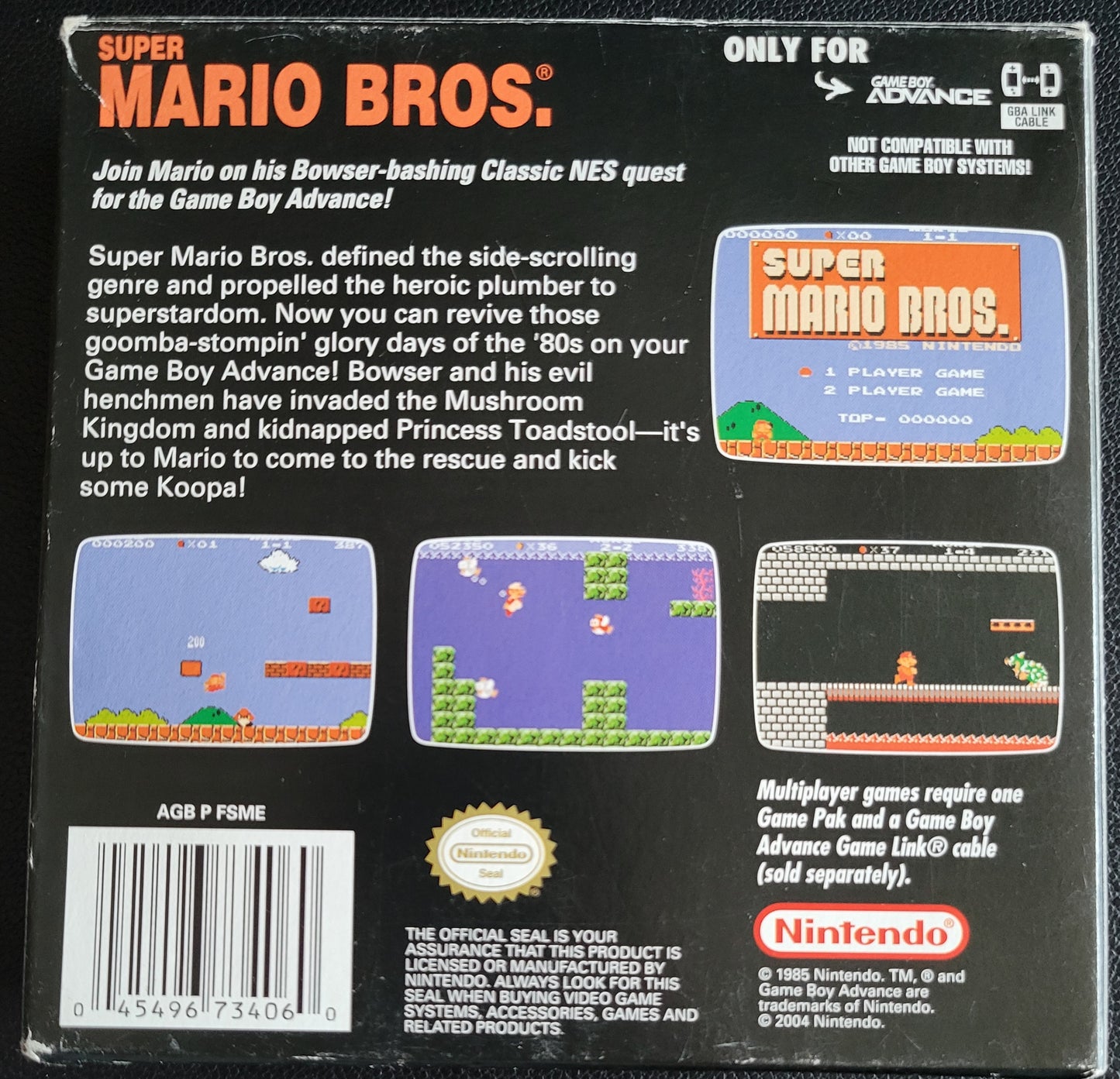 Super Mario Bros (CIB) Classic NES Series 2004 (VG) - GAMEBOY ADVANCE GBA + Protector