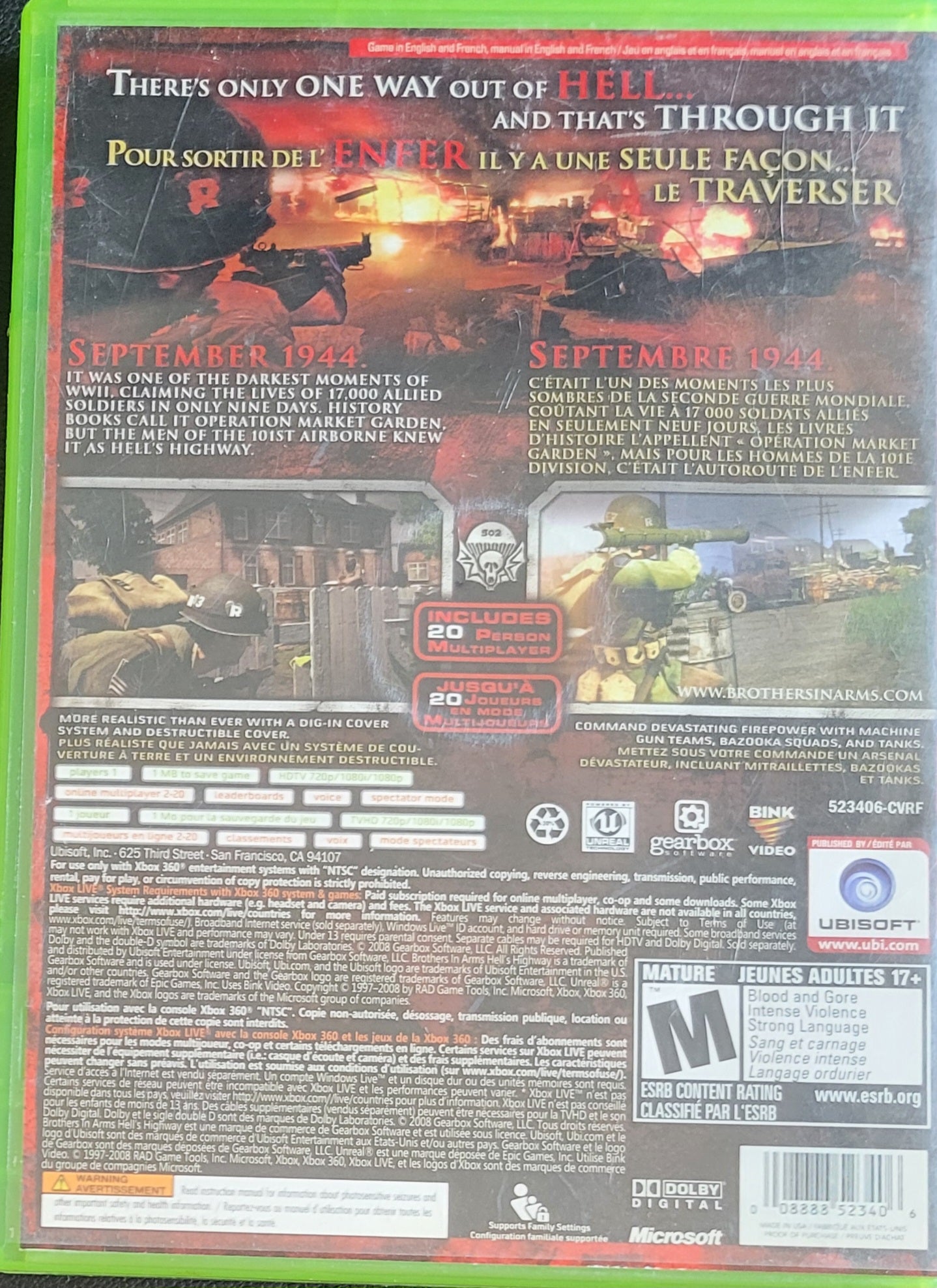 Brothers In Arms: Hell's Highway - (CIB) - Microsoft XBOX 360 - Pre-Owned Like New CLEAN DISC