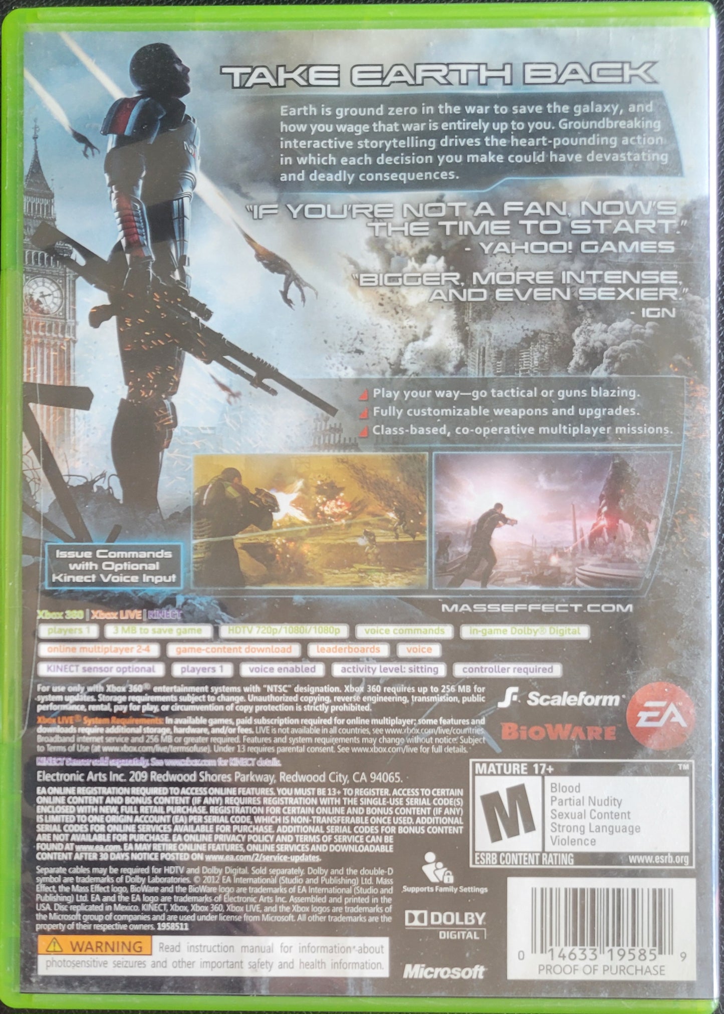 Mass Effect 3 - (CIB) + Reg Card - Microsoft XBOX 360 - Pre-Owned Like New CLEAN DISC