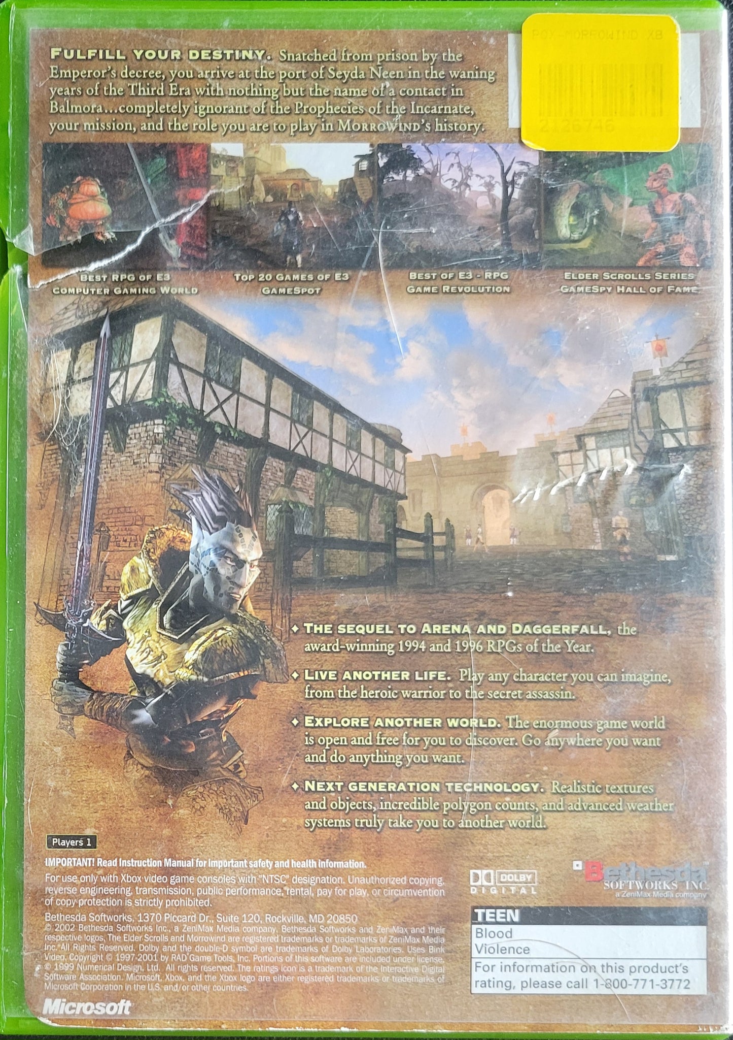 The Elder Scrolls 3: Morrowind - (CIB) OG Microsoft XBOX Pre-Owned Great Shape Tested & Working CLEAN DISC
