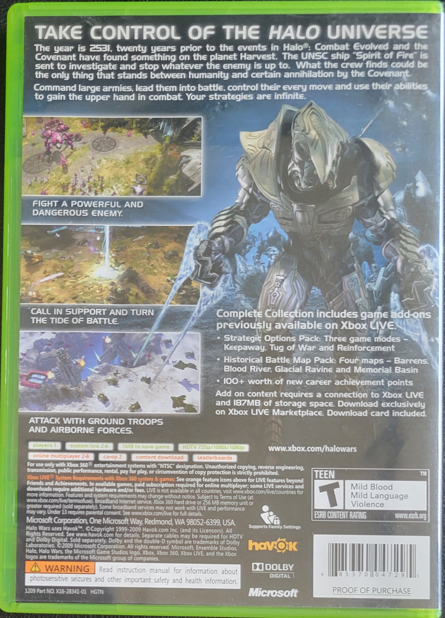 RARE Halo Wars Limited Edition Box Set - (CIB) - Microsoft XBOX 360 - Pre-Owned Like New CLEAN DISC