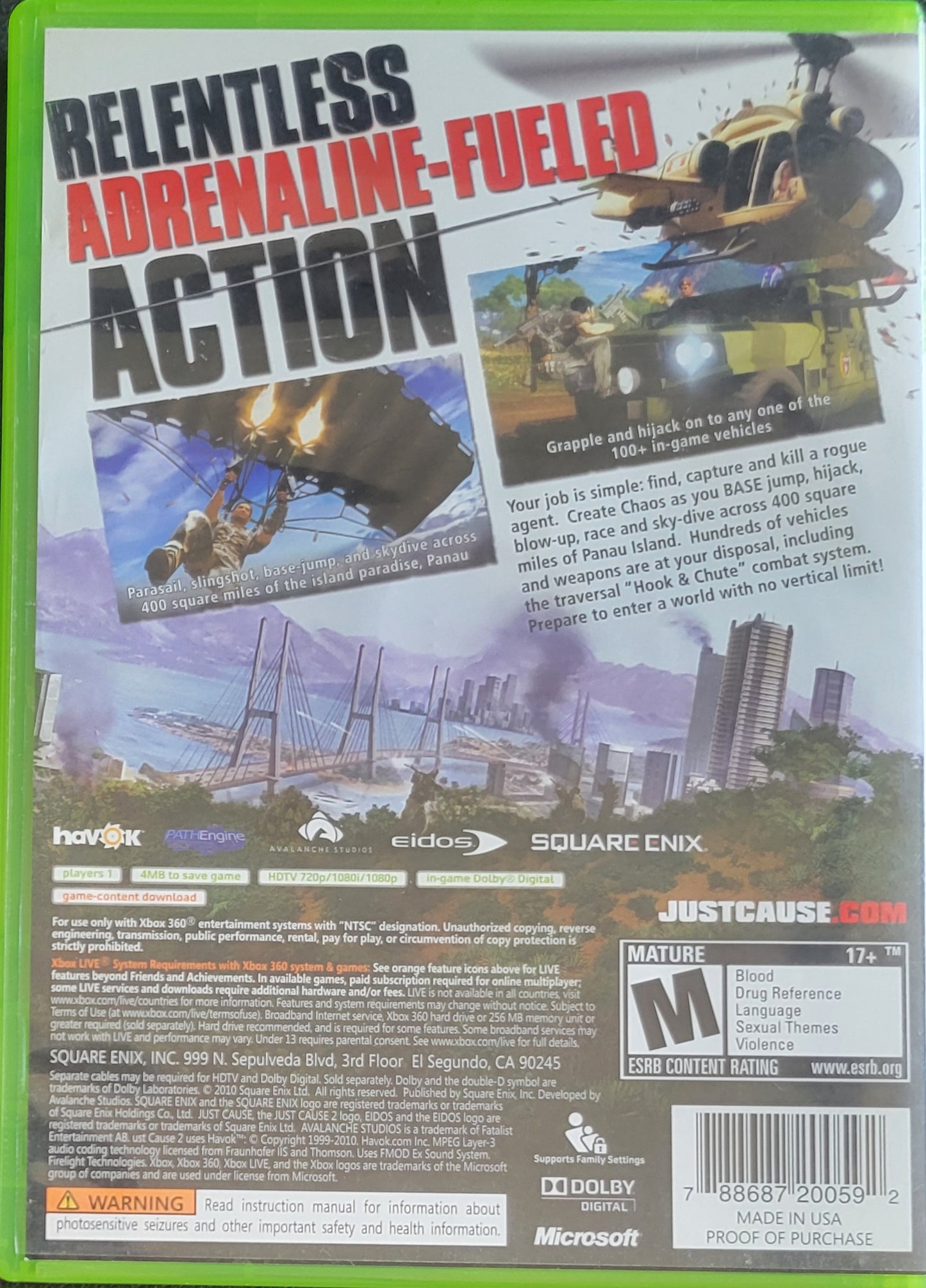 Just Cause 2 - (CIB) - Microsoft XBOX 360 - Pre-Owned Like New CLEAN DISC