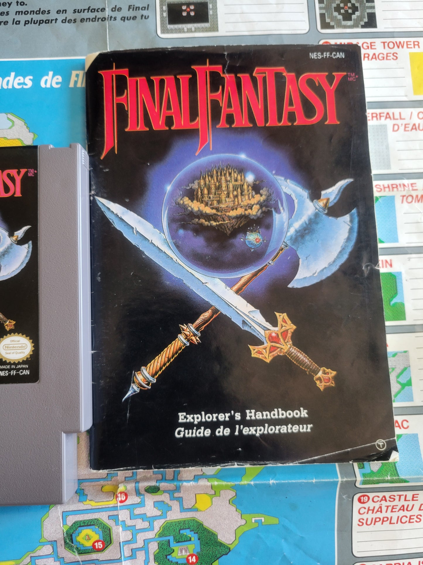 Final Fantasy CIB Poster, Map, Manual - NES (1987 Nintendo Entertainment System) GREAT SHAPE Cartridge + Inserts