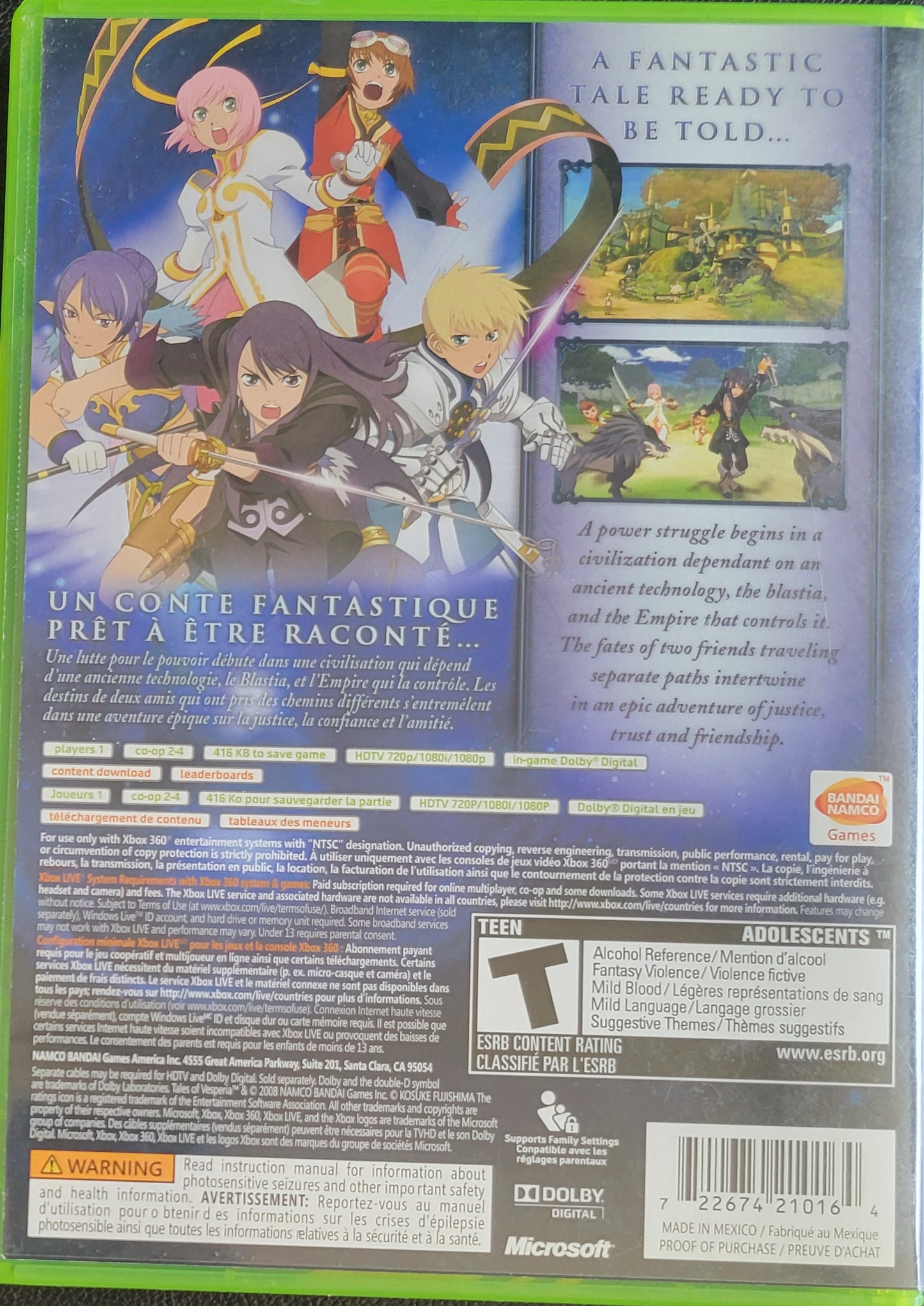 Tales Of Vasperia - (CIB) - Microsoft XBOX 360 - Pre-Owned Like New CLEAN DISC