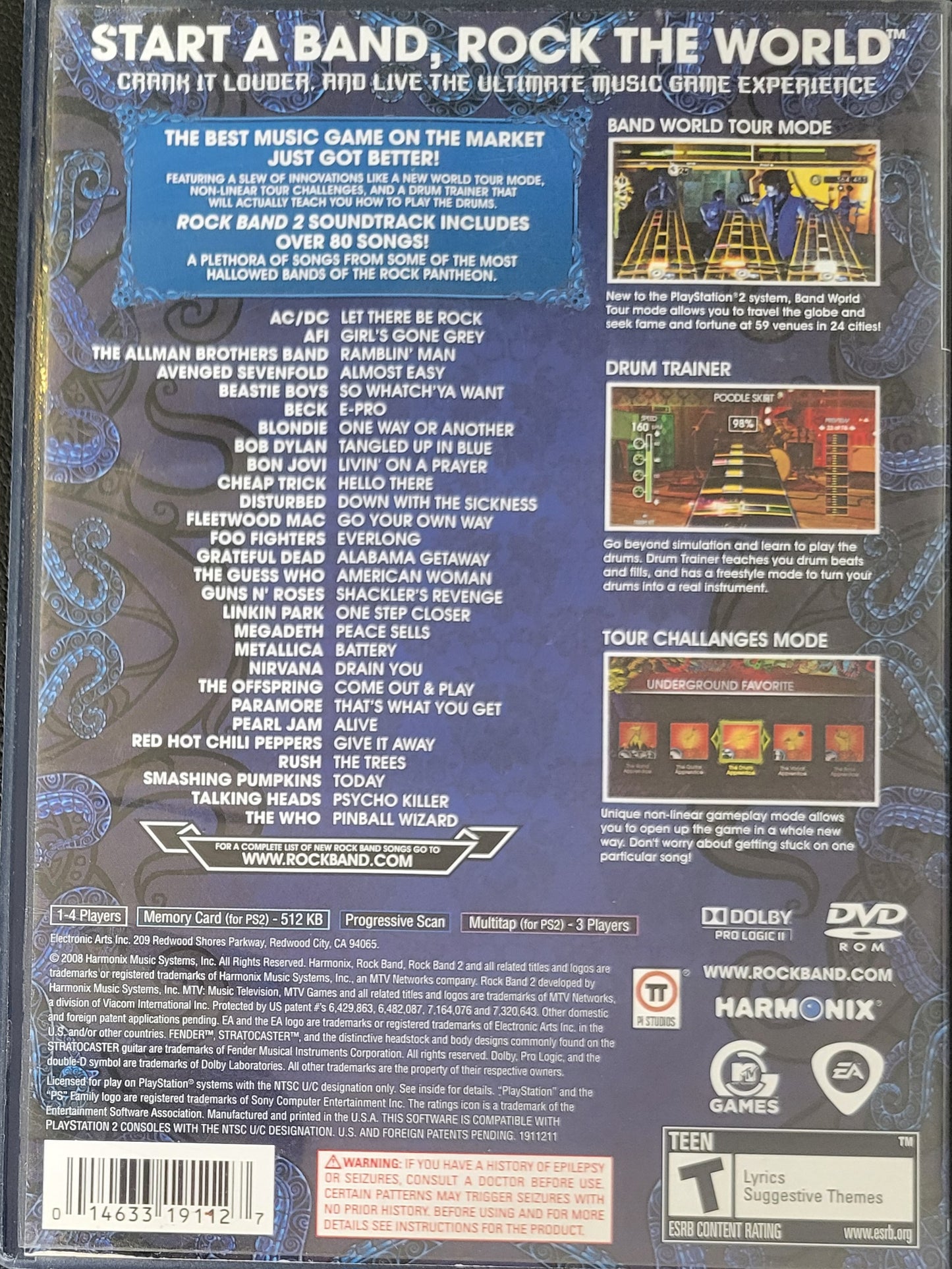 Rock Band 2 - Sony PlayStation 2 PS2 (CIB) Pre-Owned Tested & Working LIKE NEW