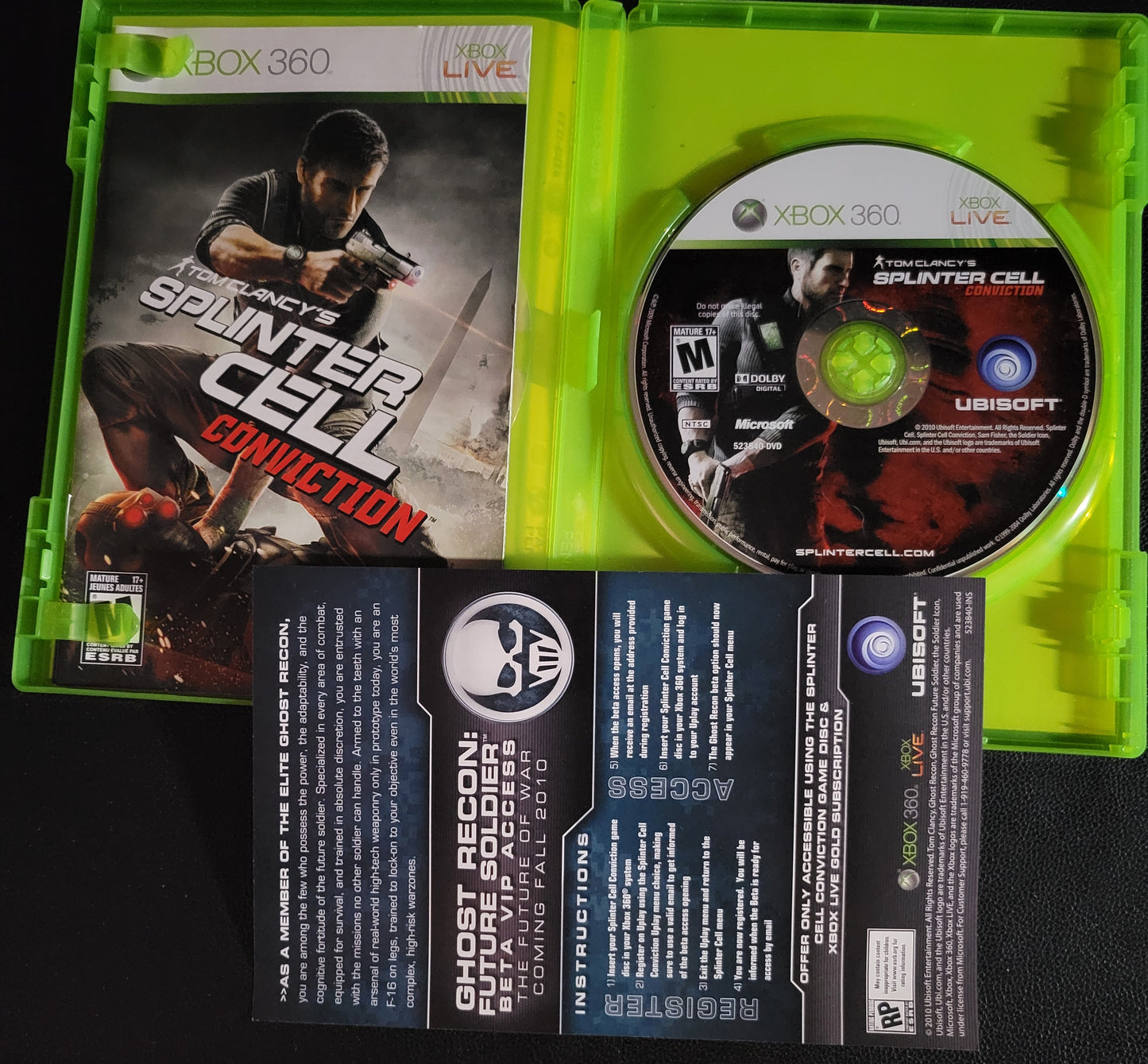 Splinter Cell: CONVICTION - Microsoft XBOX 360 - MINT CIB Pre-Owned Great Shape Tested & Working