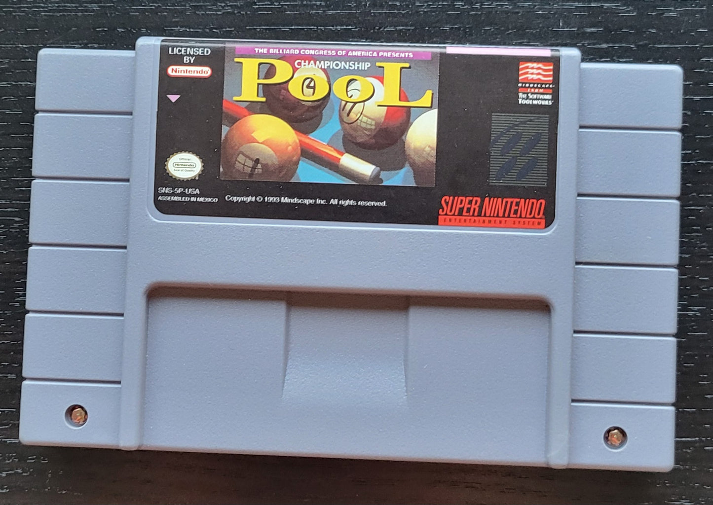 Championship Pool 1993 CIB ● Box ● Manual ● Protector - SNES - Super Nintendo Ent. System NTSC Cartridge MINT