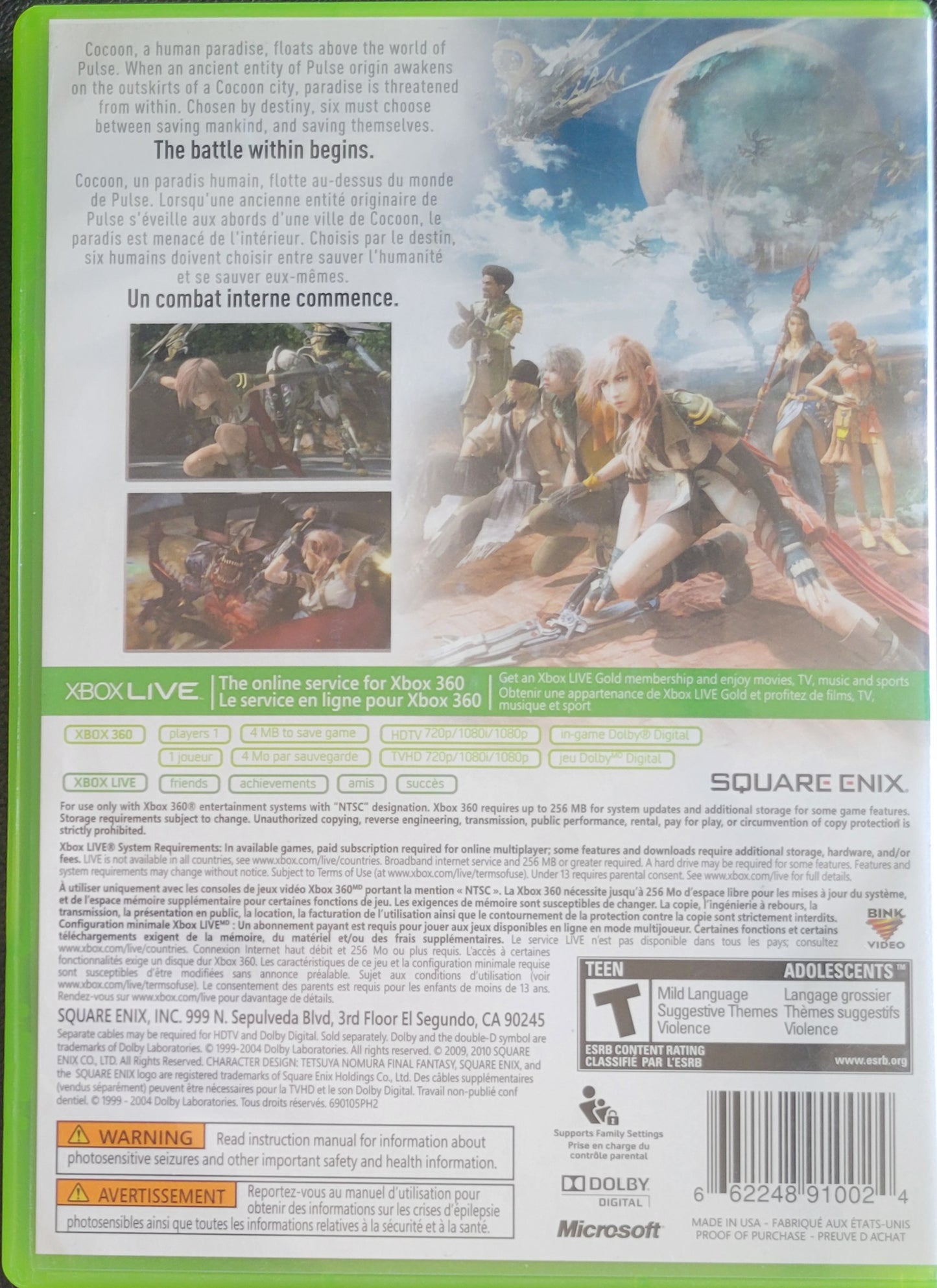 Final Fantasy XIII *Platinum Hits* - (CIB) - Microsoft XBOX 360 - Pre-Owned Like New CLEAN DISC