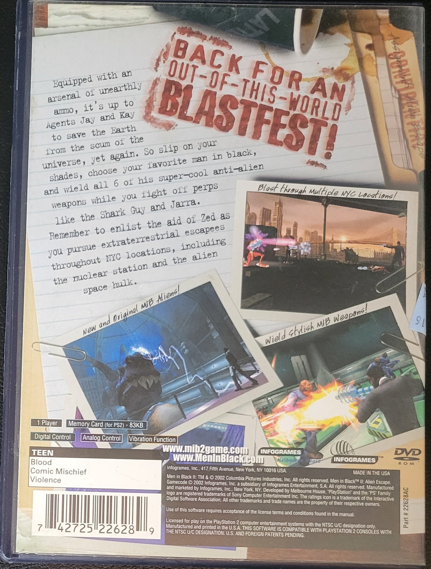 MIB Men In Black 2: Alien Escape - Sony PlayStation 2 PS2 (CIB) Pre-Owned Tested & Working Great Shape!
