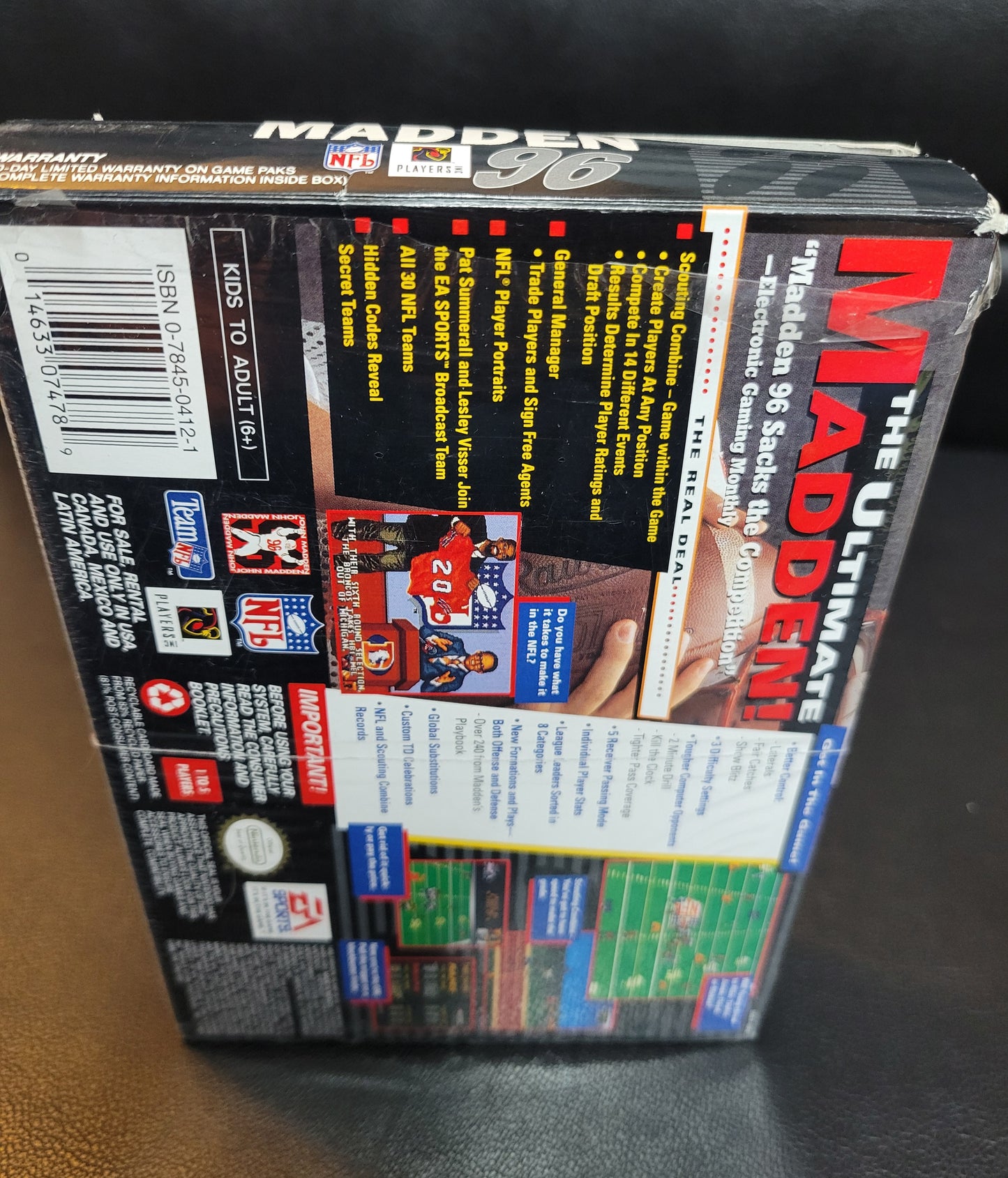 MADDEN 96 - SNES - Super Nintendo Ent. System FACTORY PLASTIC (CIB) - Pristine Condition - NTSC Cartridge + Protector
