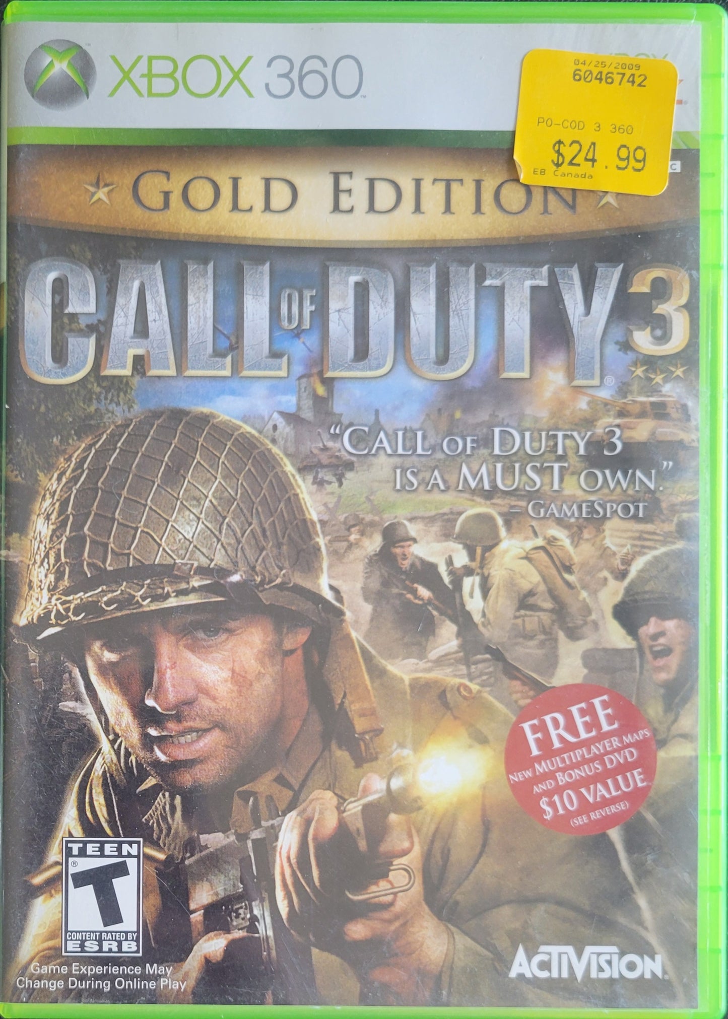 RARE Call Of Duty 3 Gold Edition! - (CIB) - Microsoft XBOX 360 - Pre-Owned Like New CLEAN DISC