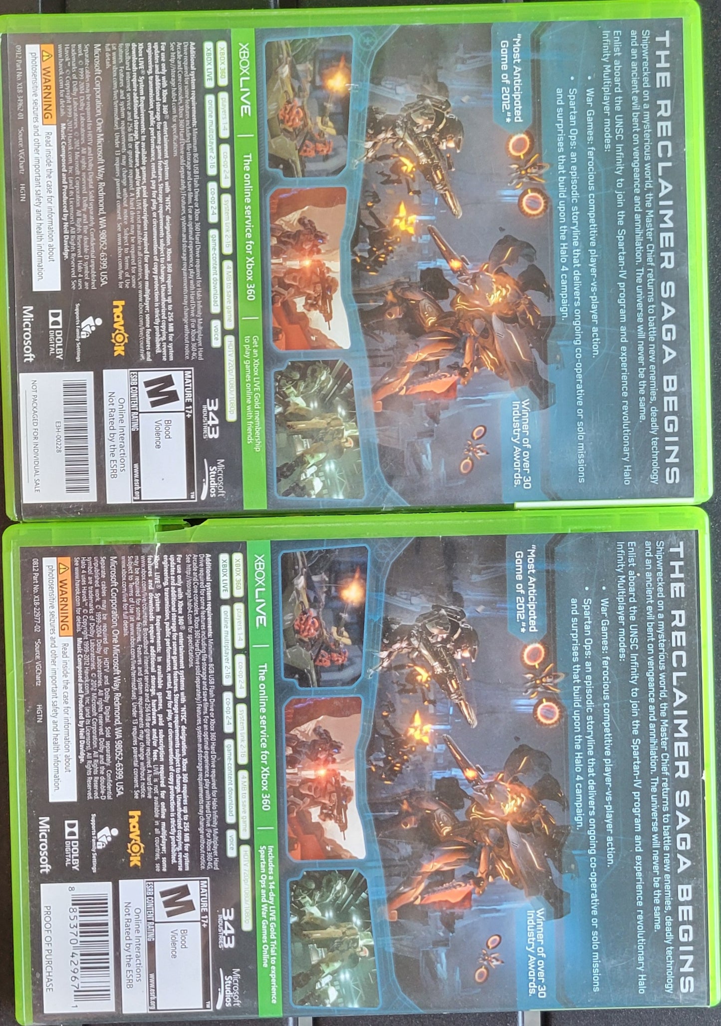 Lot Of 2 HALO 4 - Microsoft XBOX 360 - Pre-Owned Great Shape Tested & Working