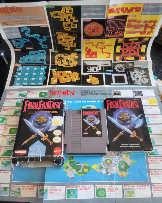 Final Fantasy CIB Poster, Map, Manual - NES (1987 Nintendo Entertainment System) GREAT SHAPE Cartridge + Inserts
