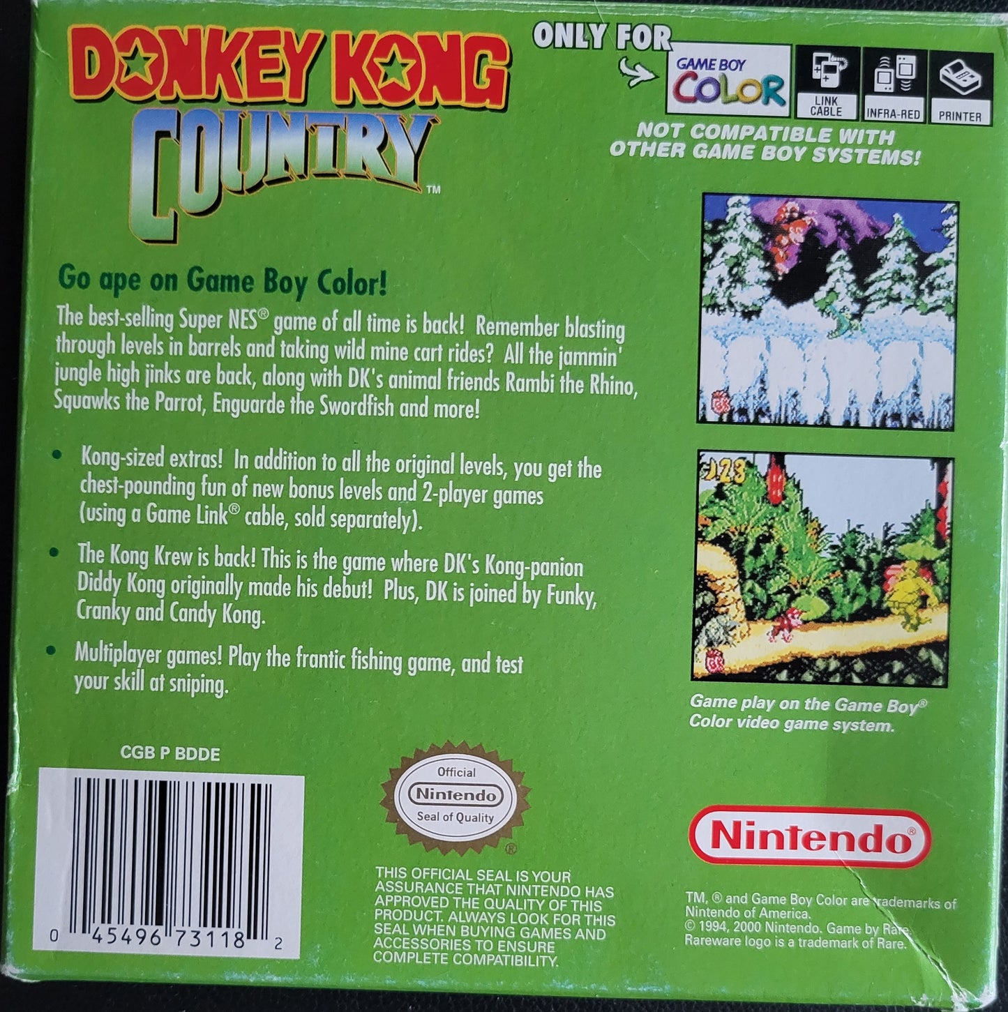 Donkey Kong Country - (CIB) Nintendo Gameboy Color 2000 (VG) GBC + Protector