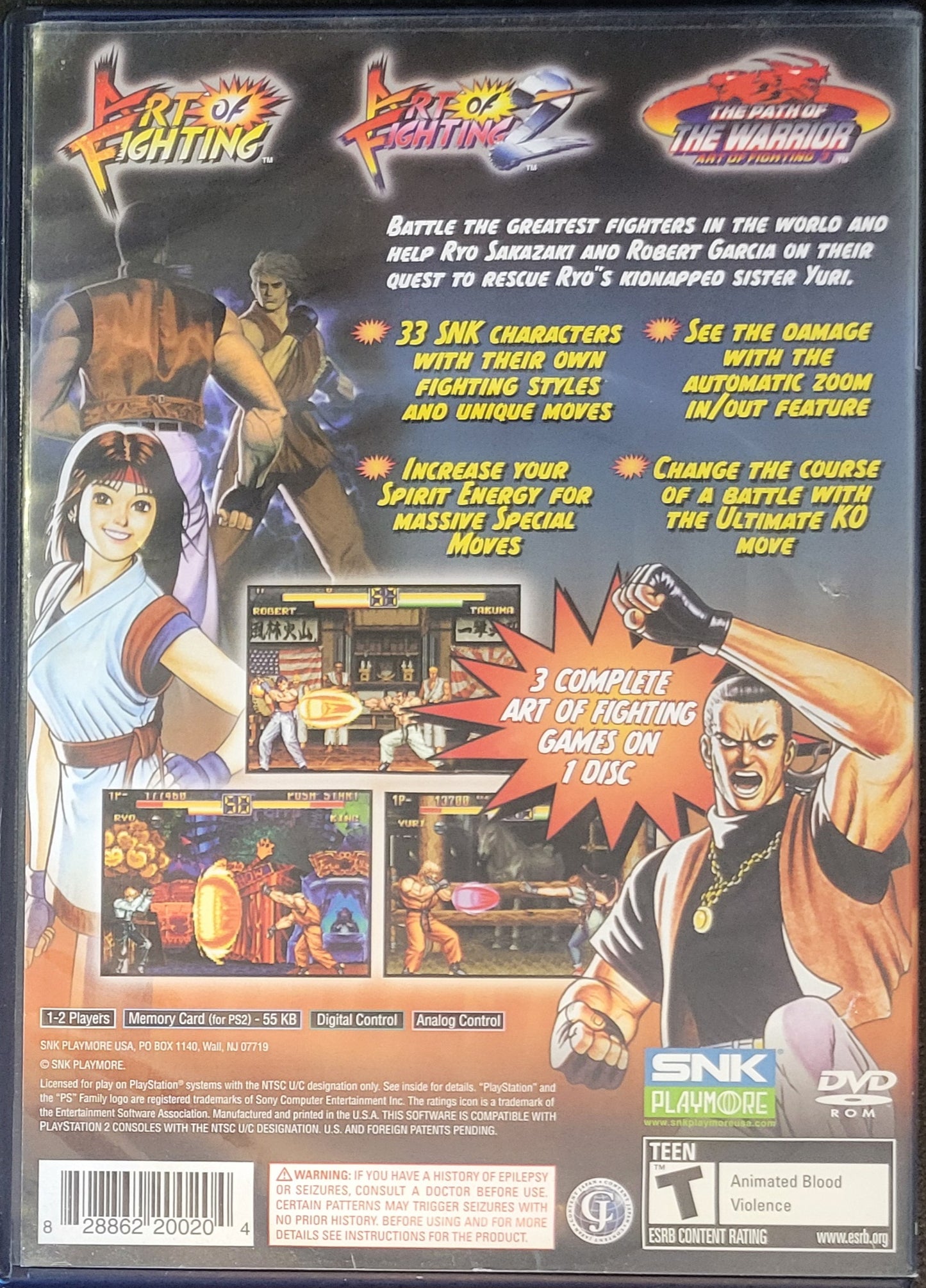 Art Of Fighting: Anthology - Sony PlayStation 2 PS2 Pre-Owned Tested & Working Great Shape!