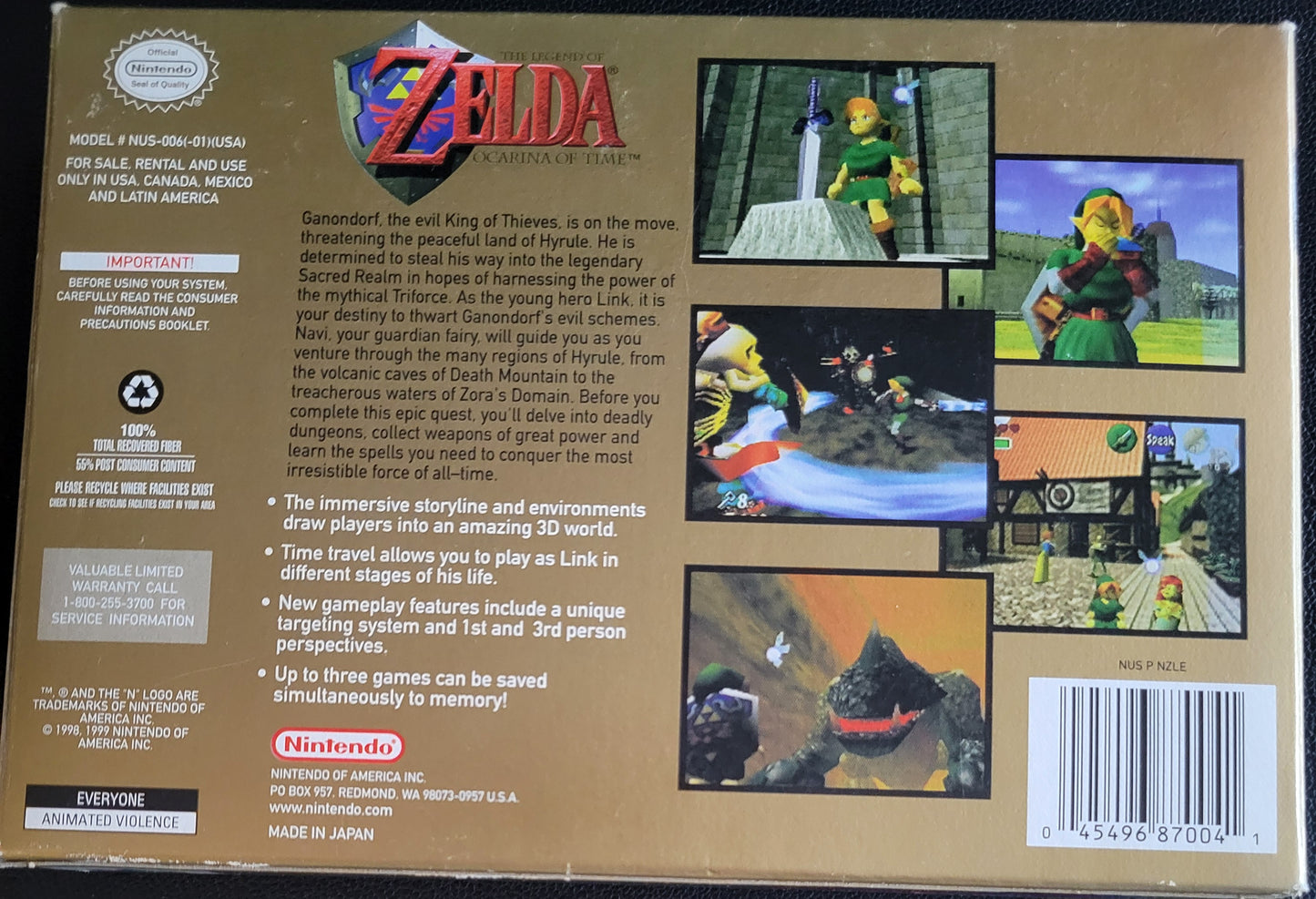 AUTHENTIC ZELDA OCARINA OF TIME NINTENDO N64 CIB COMPLETE + BOX + INSTRUCTIONS GREAT SHAPE