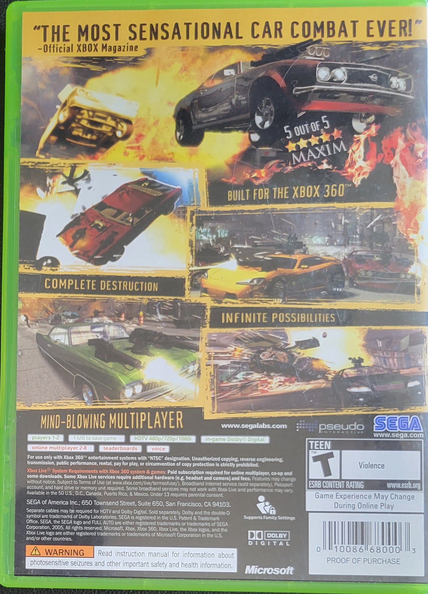 Full Auto - (CIB) - Microsoft XBOX 360 - Pre-Owned Like New CLEAN DISC