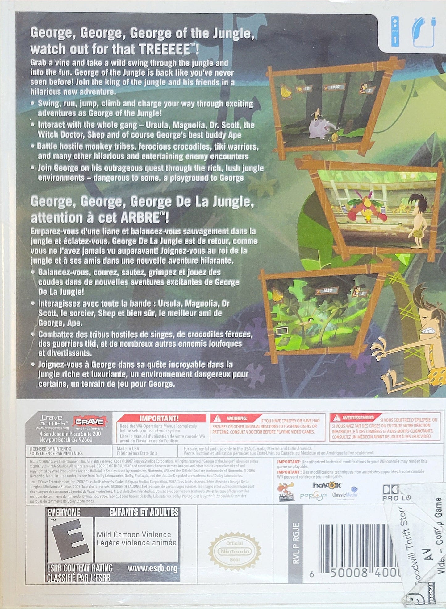 George of the Jungle: Search for the Secret – Nintendo Wii CIB – RE-SEALED + Like New