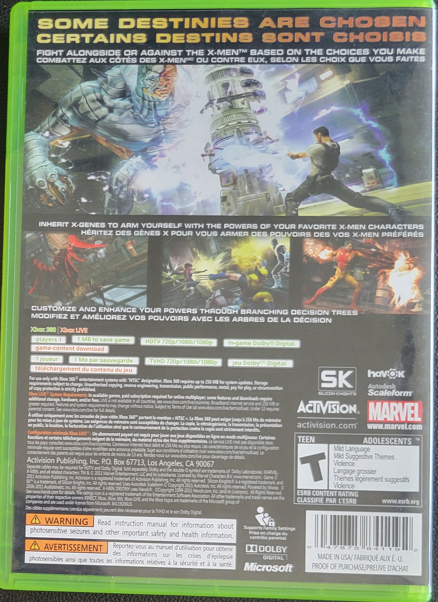 X-Men Destiny - (CIB) - Microsoft XBOX 360 - Pre-Owned Like New CLEAN DISC