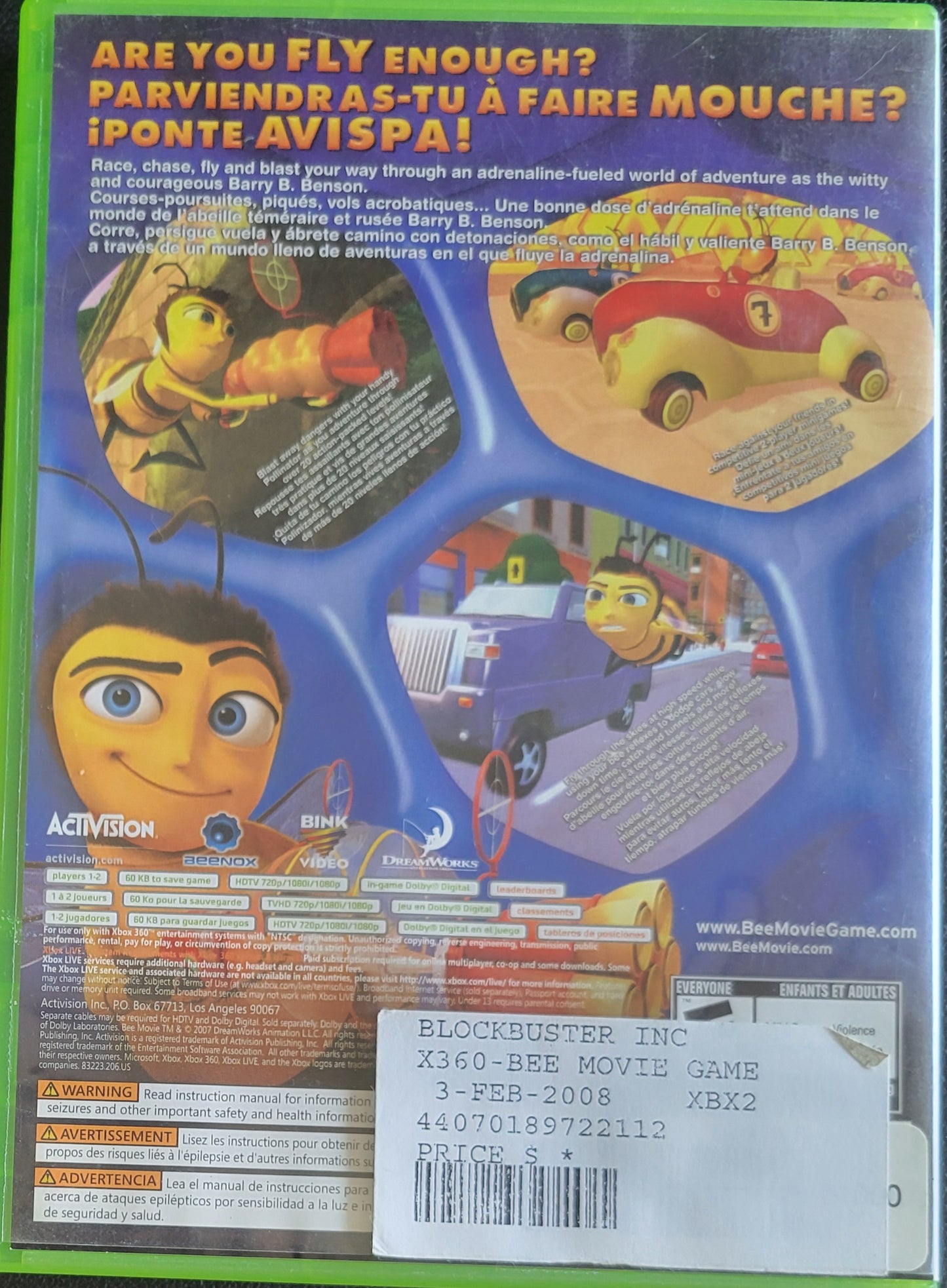 BEE Movie Game - (CIB) - Microsoft XBOX 360 - Pre-Owned Like New CLEAN DISC