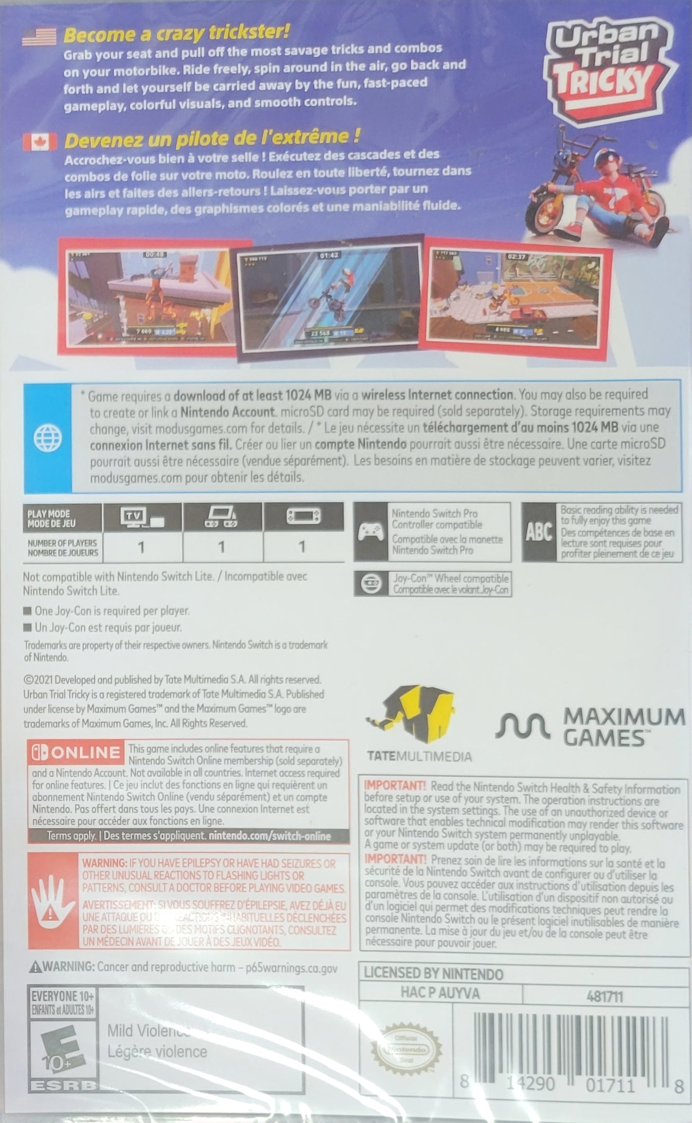 Trial Tricky – FACTORY SEALED – Nintendo Switch (2021) + Plastic Protection Sleeve