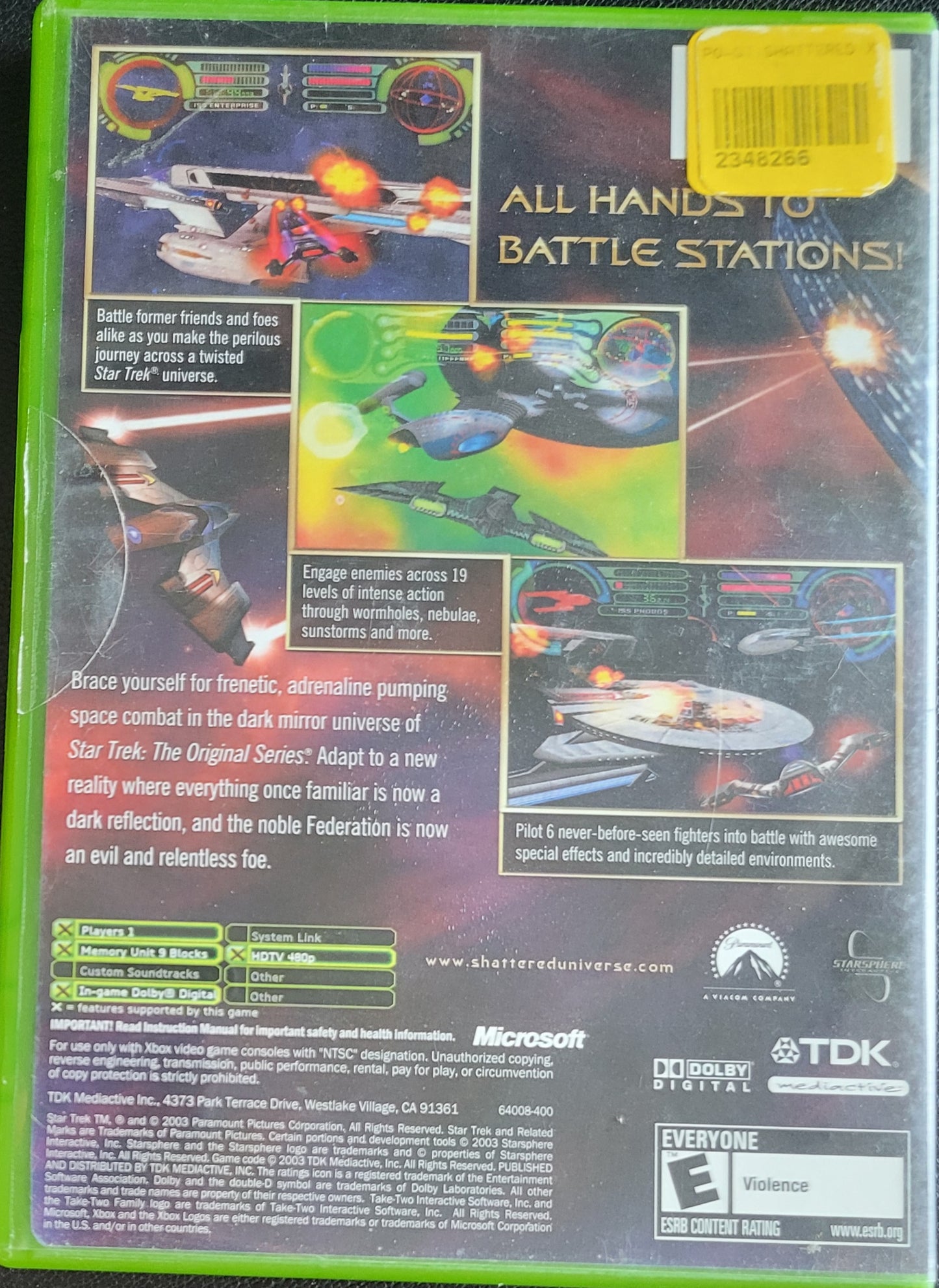 Star Trek Shattered Universe (CIB) OG Microsoft XBOX Pre-Owned Great Shape Tested & Working CLEAN DISC