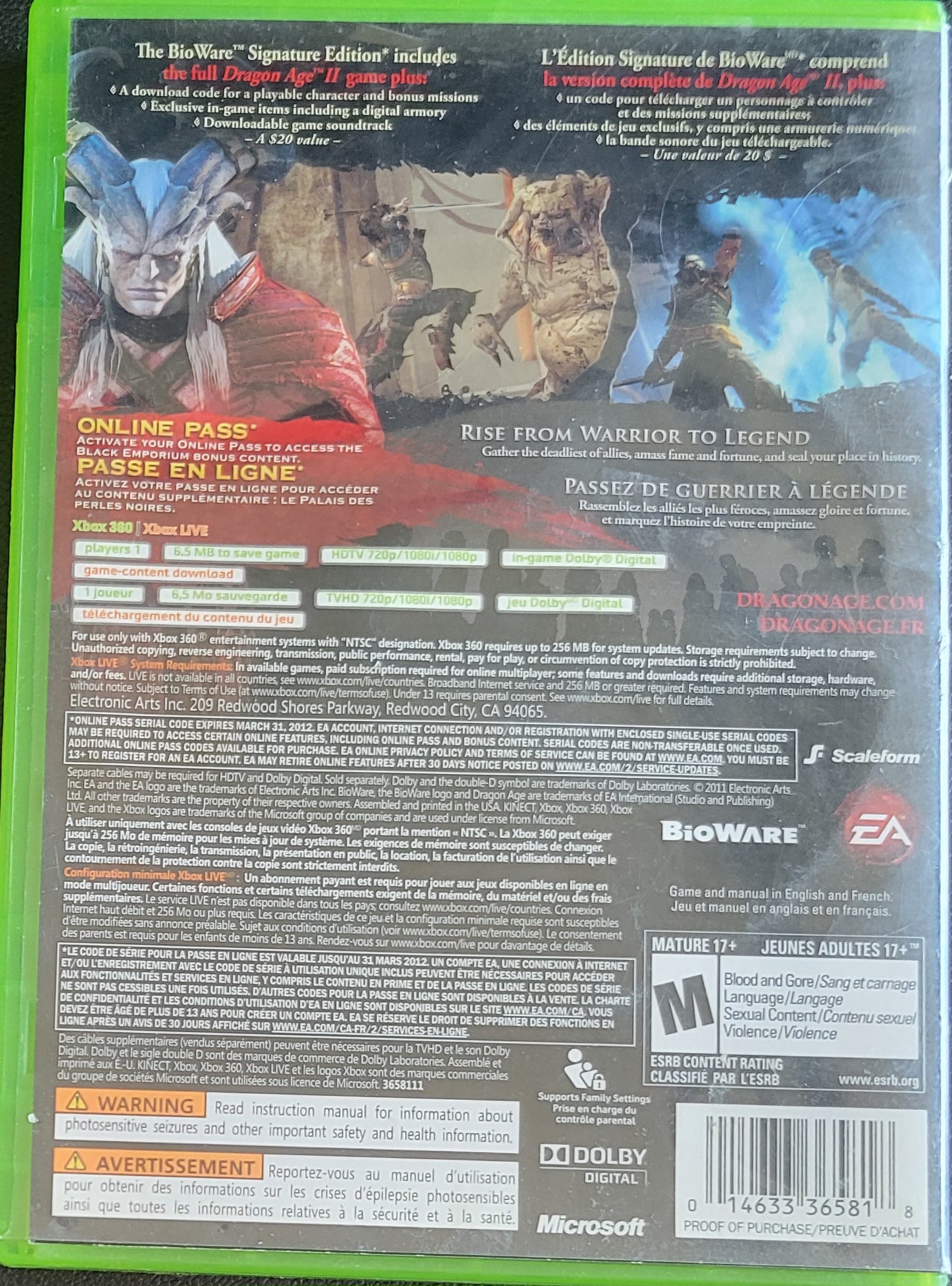 Dragon Age 2 - Microsoft XBOX 360 - CIB Pre-Owned Great Shape Tested & Working