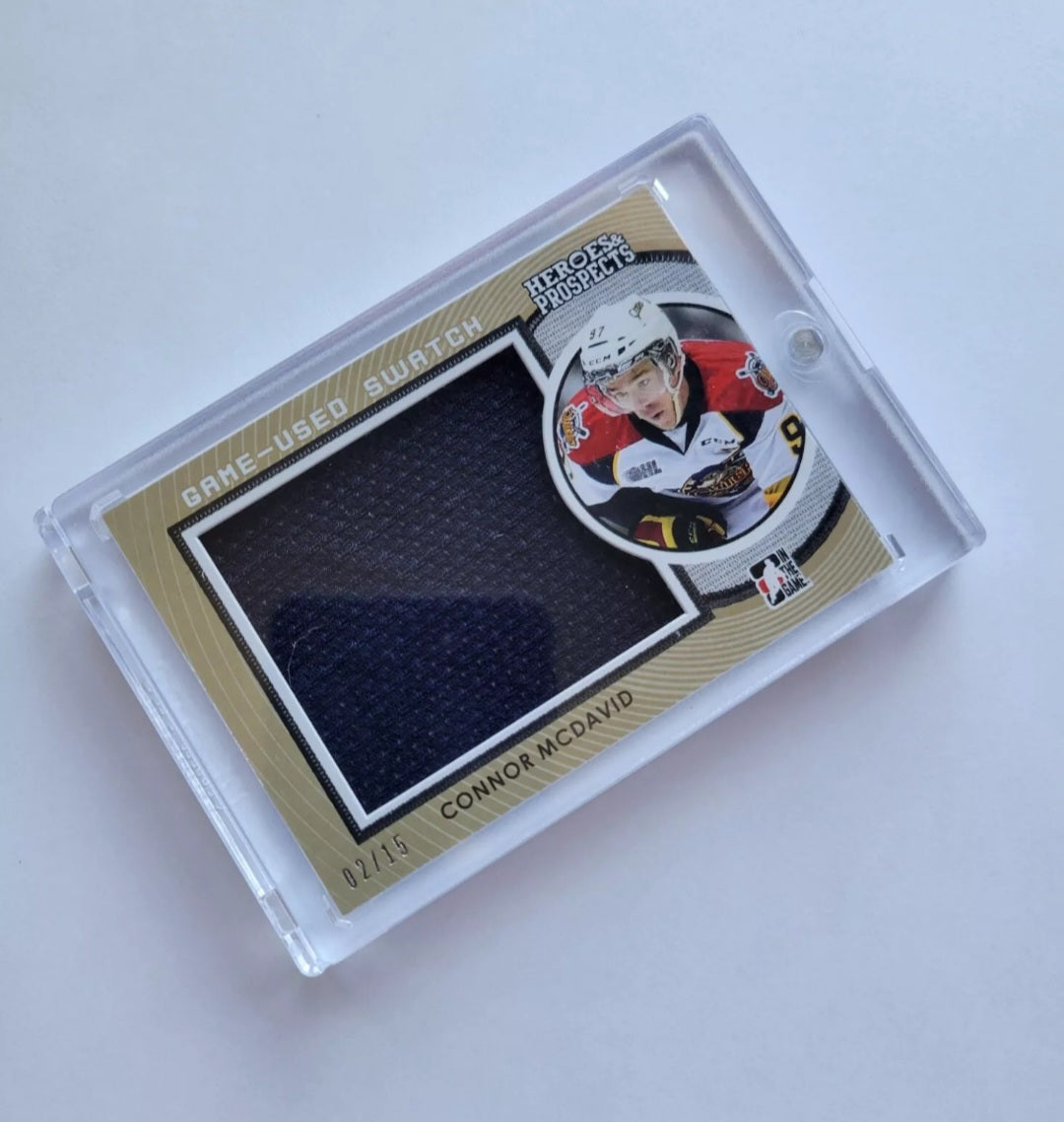 2014 15 ITG HEROES & PROSPECTS GAME-USED JUMBO SWATCH CONNOR MCDAVID 2/15 BGS 9.5 MINT!!