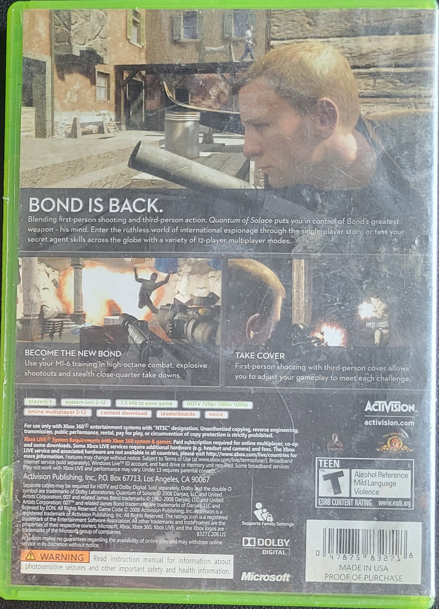 007 Quantum Of Solace - (CIB) - Microsoft XBOX 360 - Pre-Owned Like New CLEAN DISC