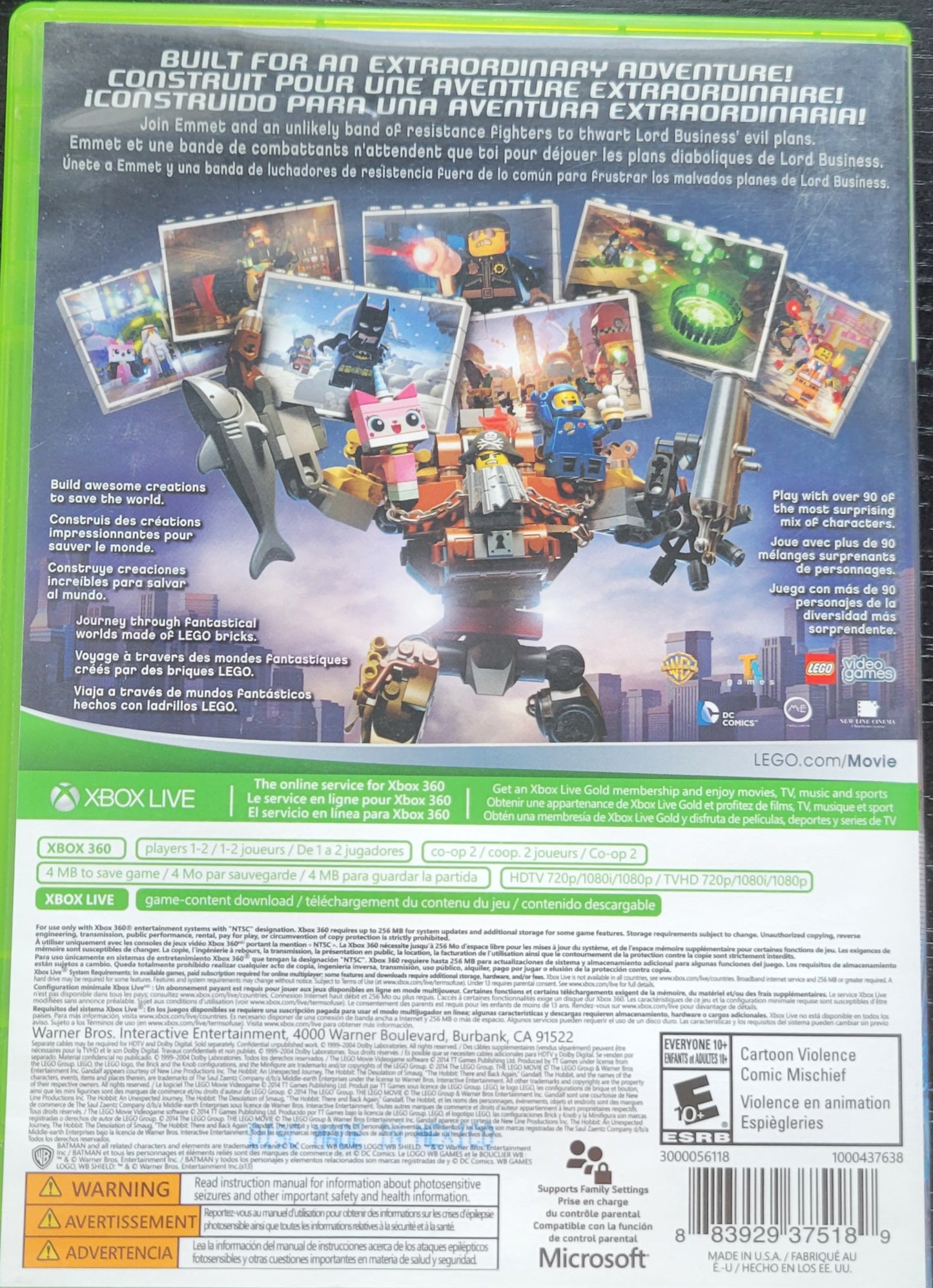 The Lego Movie - Microsoft XBOX 360 - CIB Pre-Owned Great Shape Tested & Working