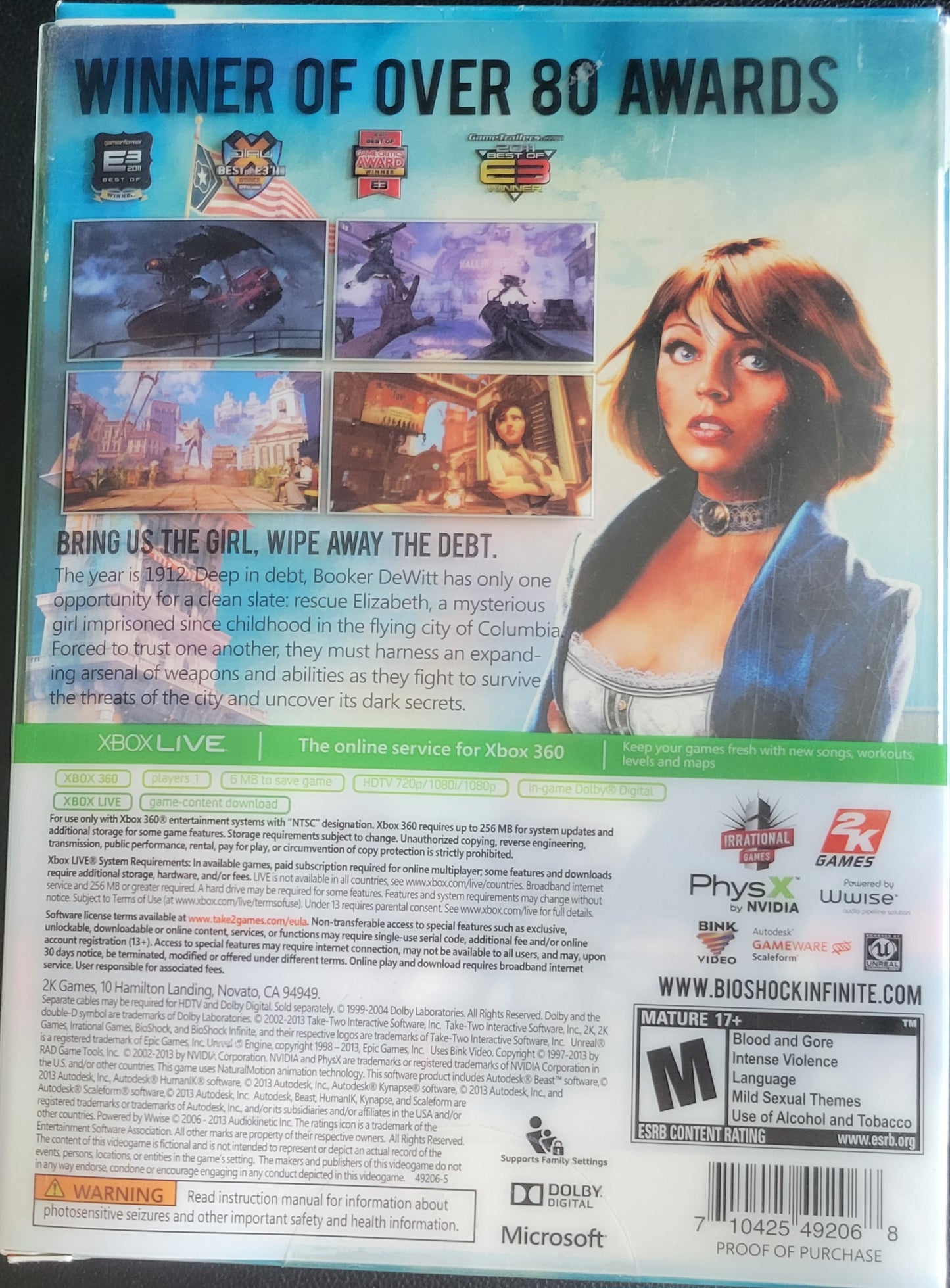 BioShock Infinite *Premium Edition Box Set* + Inserts! - (CIB) - Microsoft XBOX 360 - Pre-Owned Like New CLEAN DISC