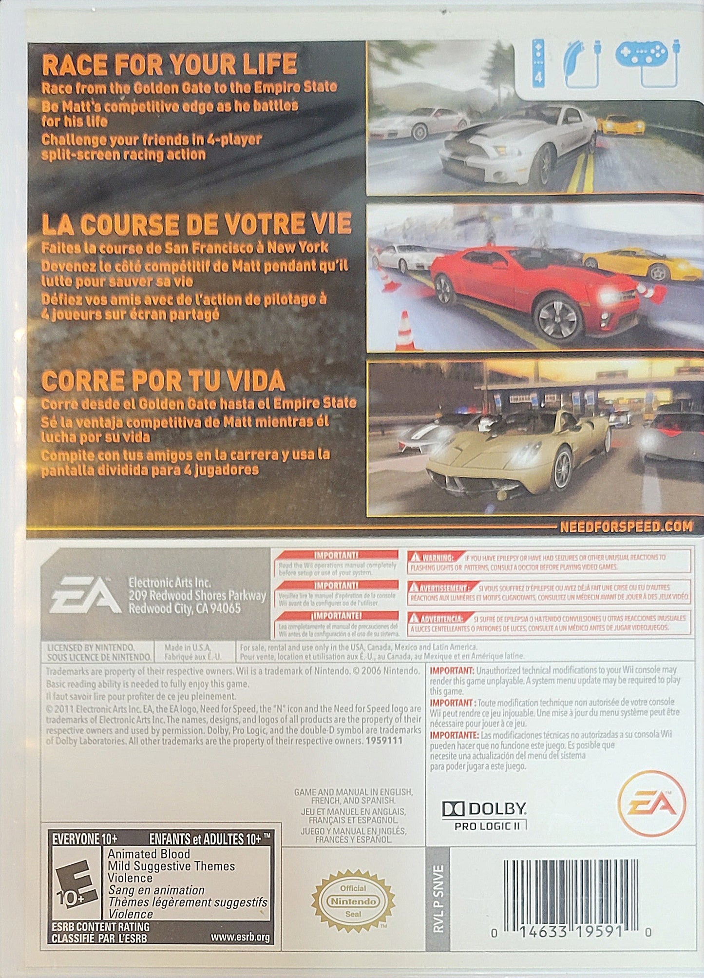 Need for Speed: The Run – Nintendo Wii CIB – RE-SEALED + Like New